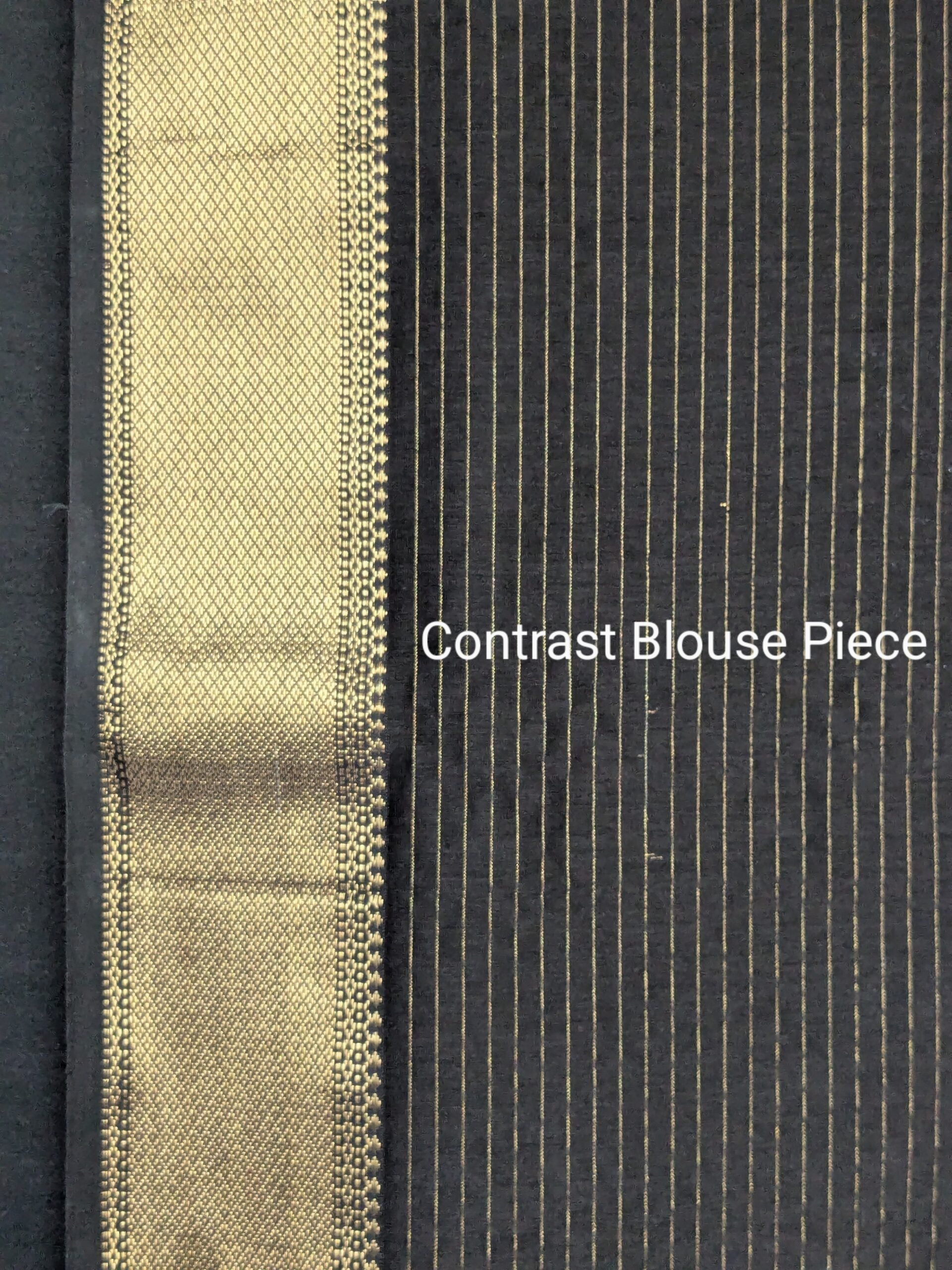 Contrast black blouse piece included to beautifully complement the mehendi green Maheshwari saree.