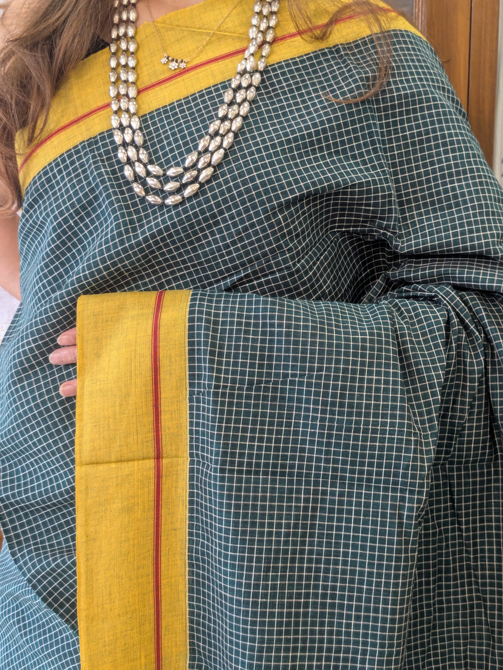 Ilkal Handloom Green Patteda Anchu Saree