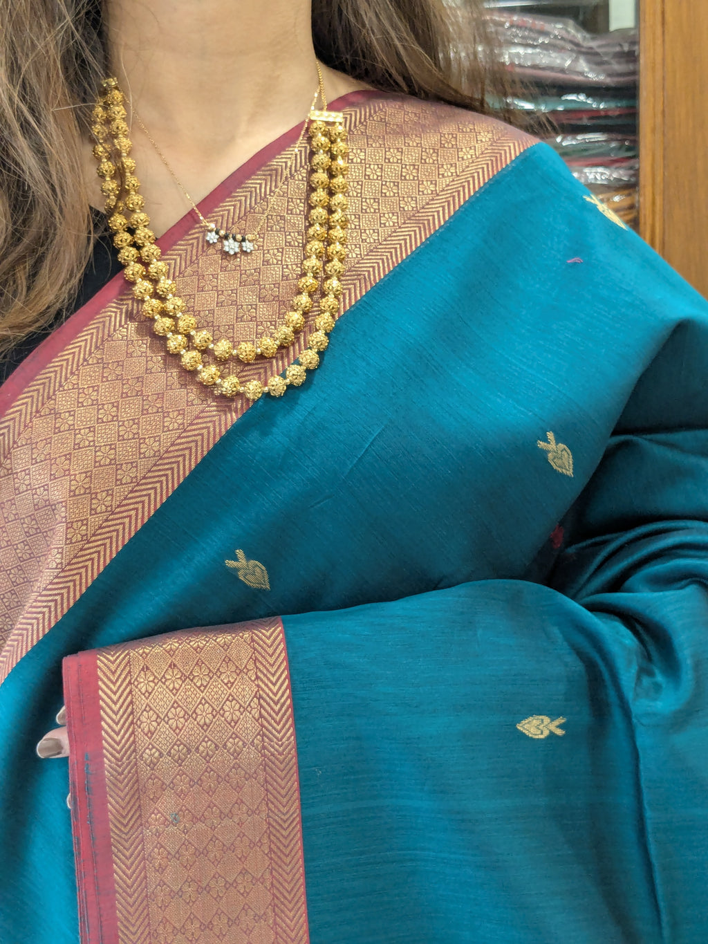 Silk Cotton Handloom Green Maheshwari Saree