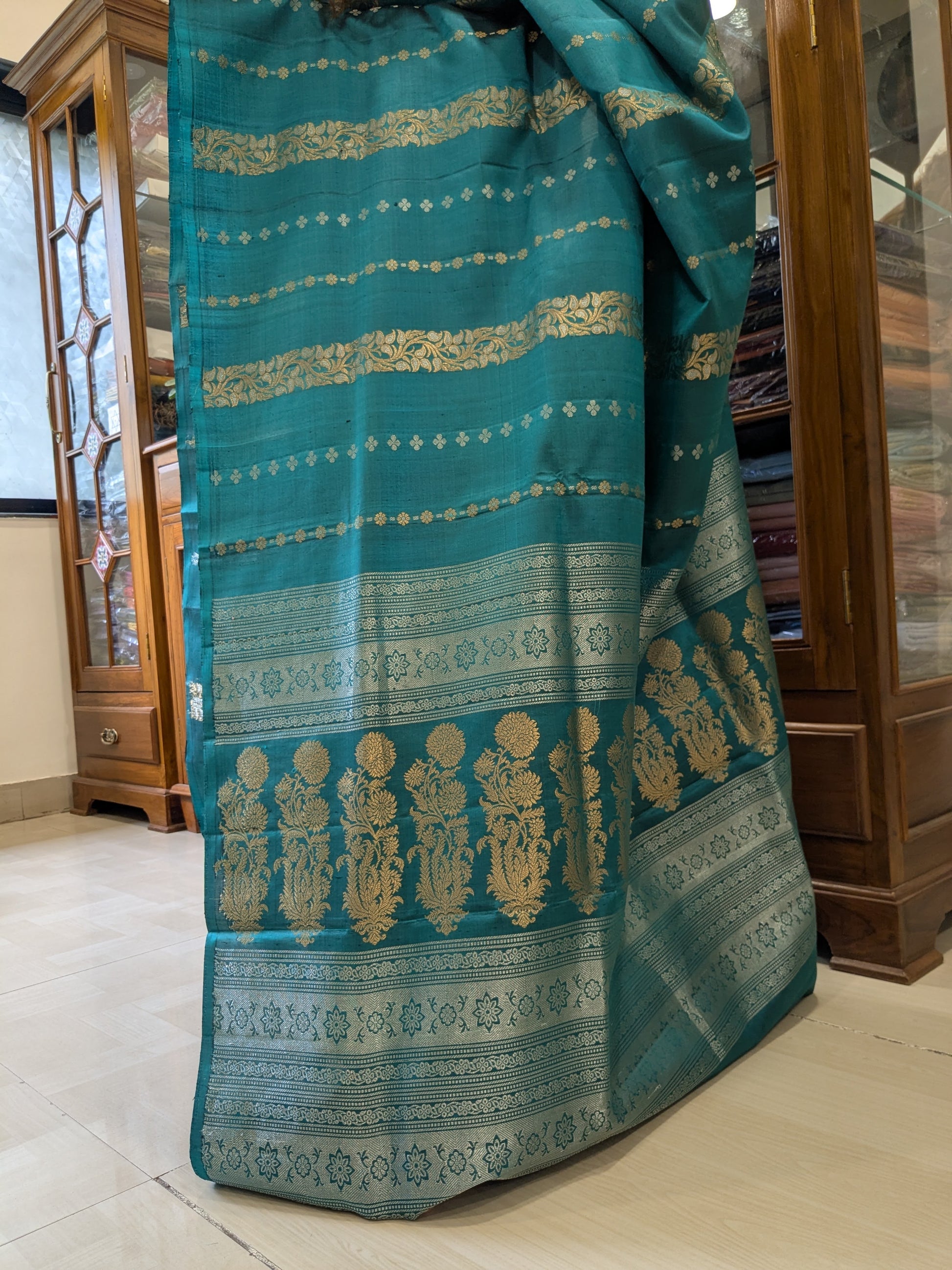 Sea Green Handloom Kanjivaram Silk Saree