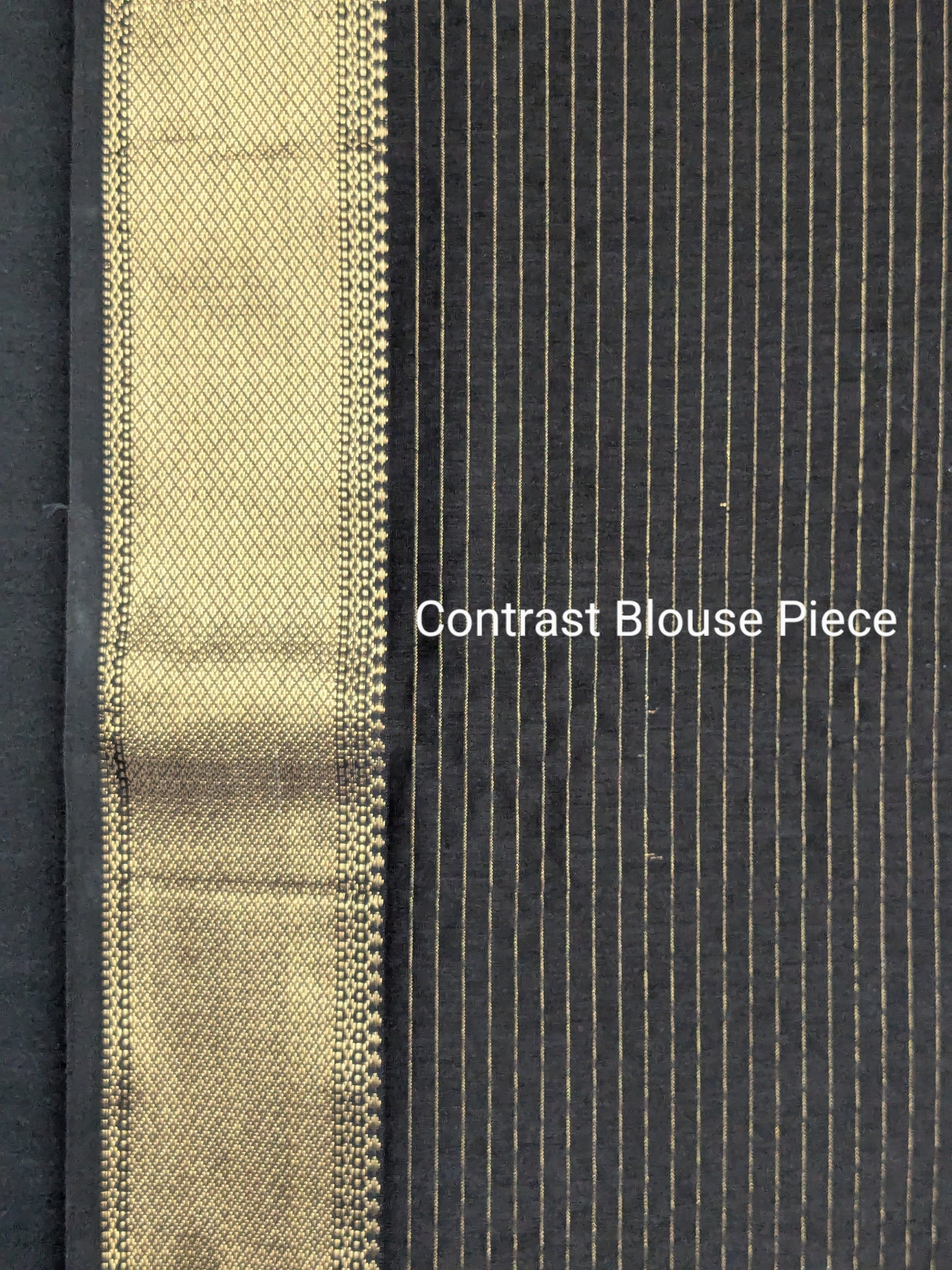 Contrast black blouse piece enhancing the rich, festive charm of the saree.