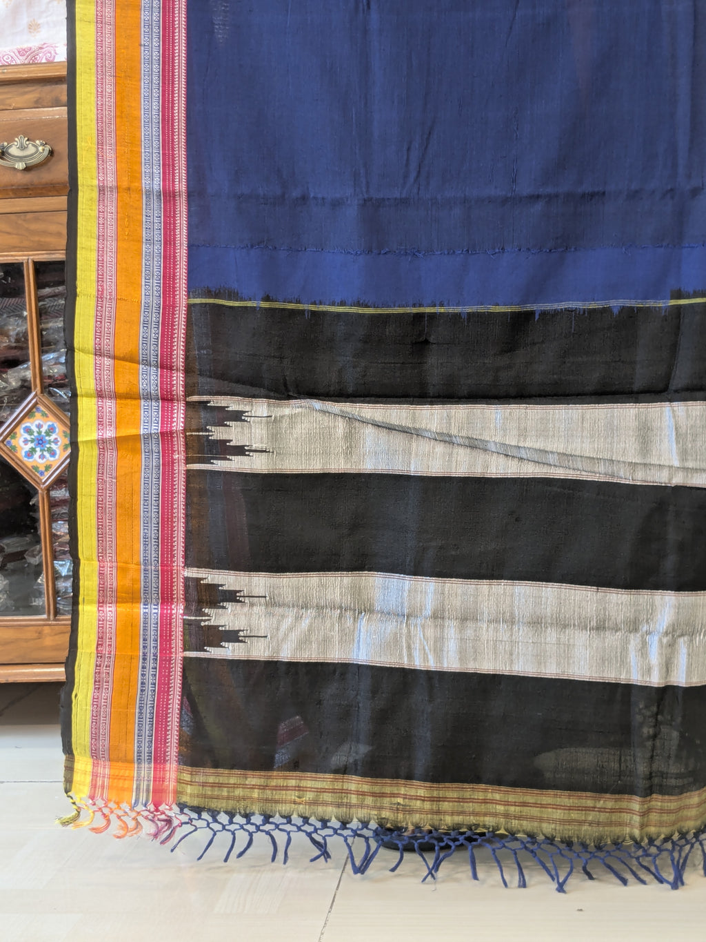 Handloom Blue Pure Cotton Ilkal Saree