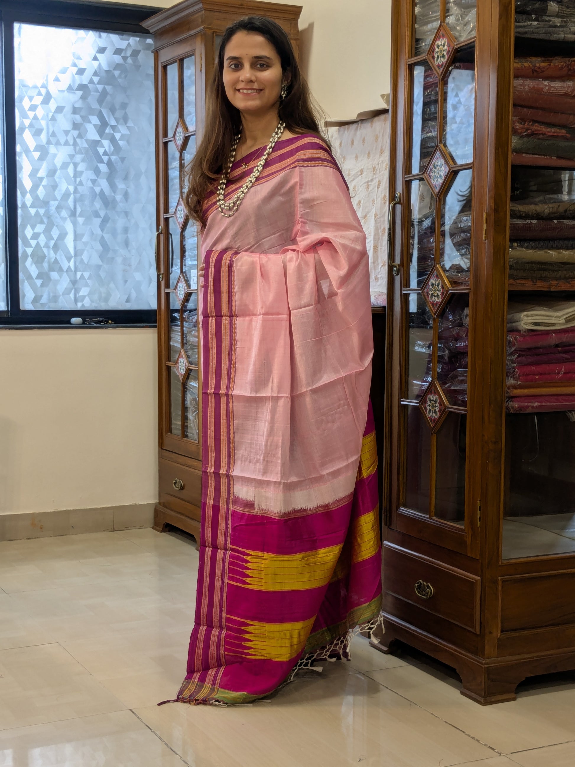 Handloom Pink Ilkal Saree