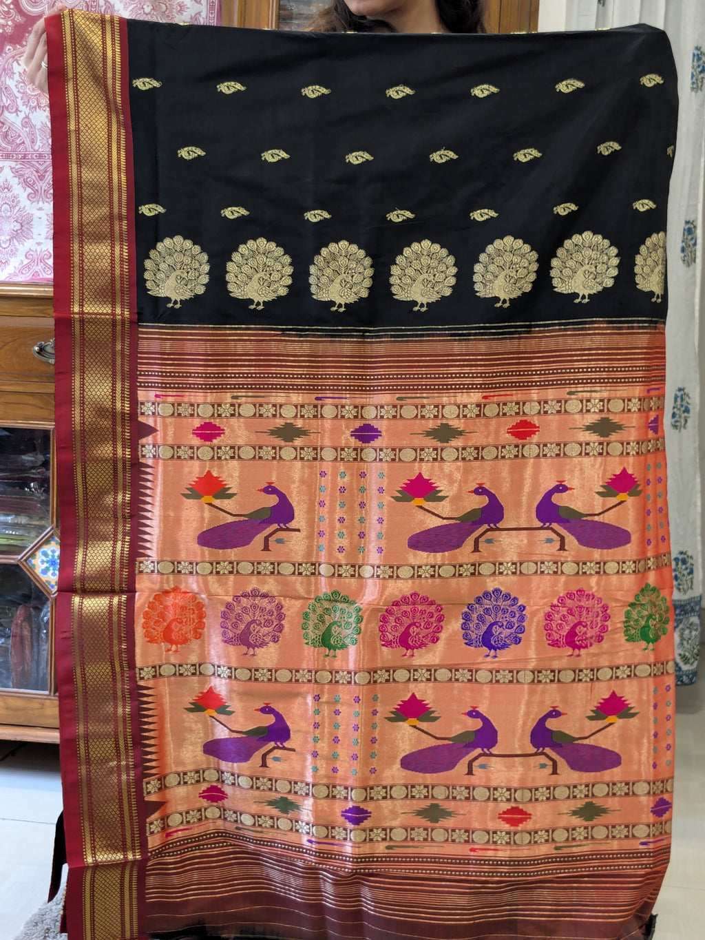 Maharashtrian Black Handloom Paithani Saree