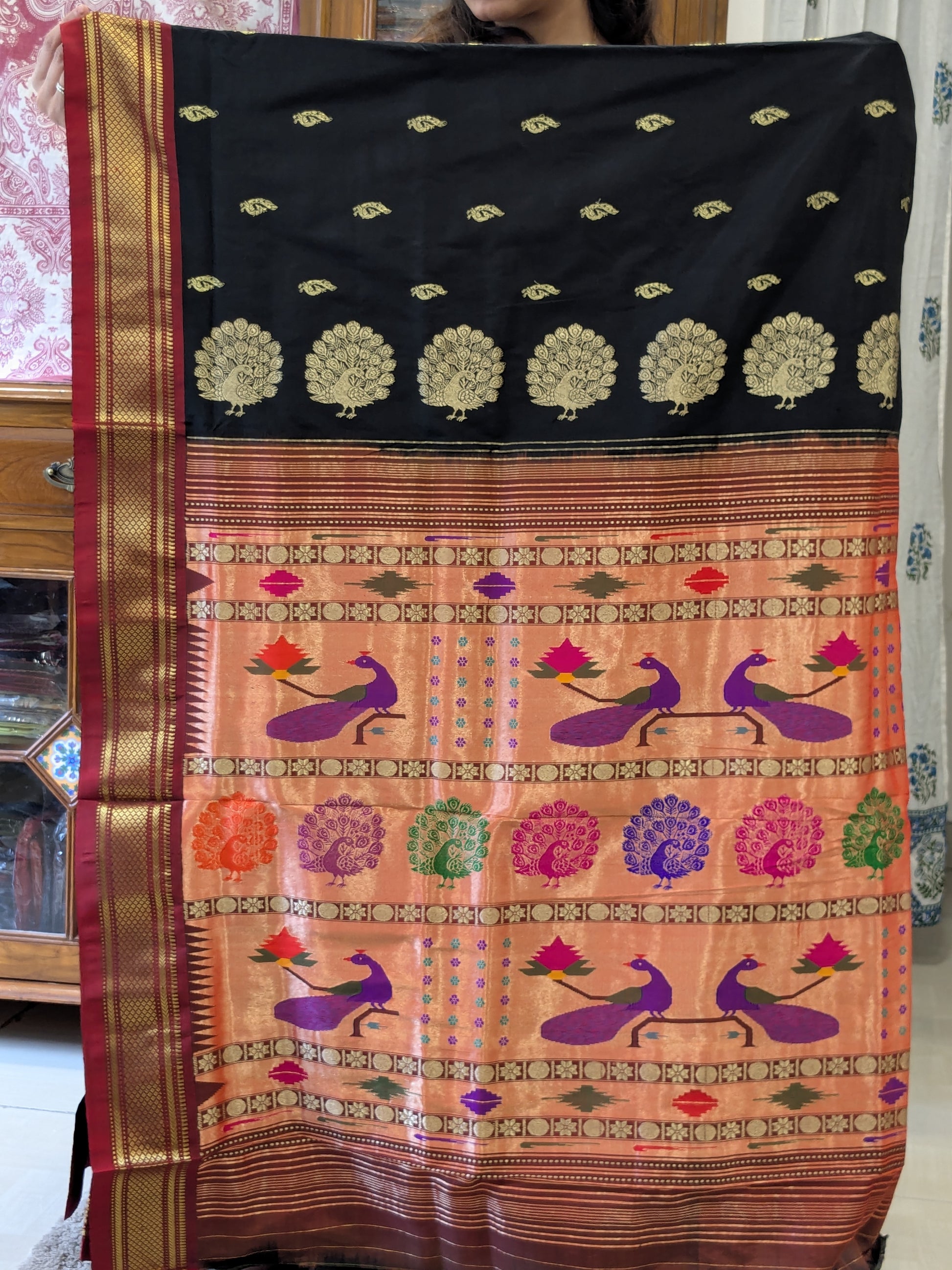 Maharashtrian Black Handloom Paithani Saree