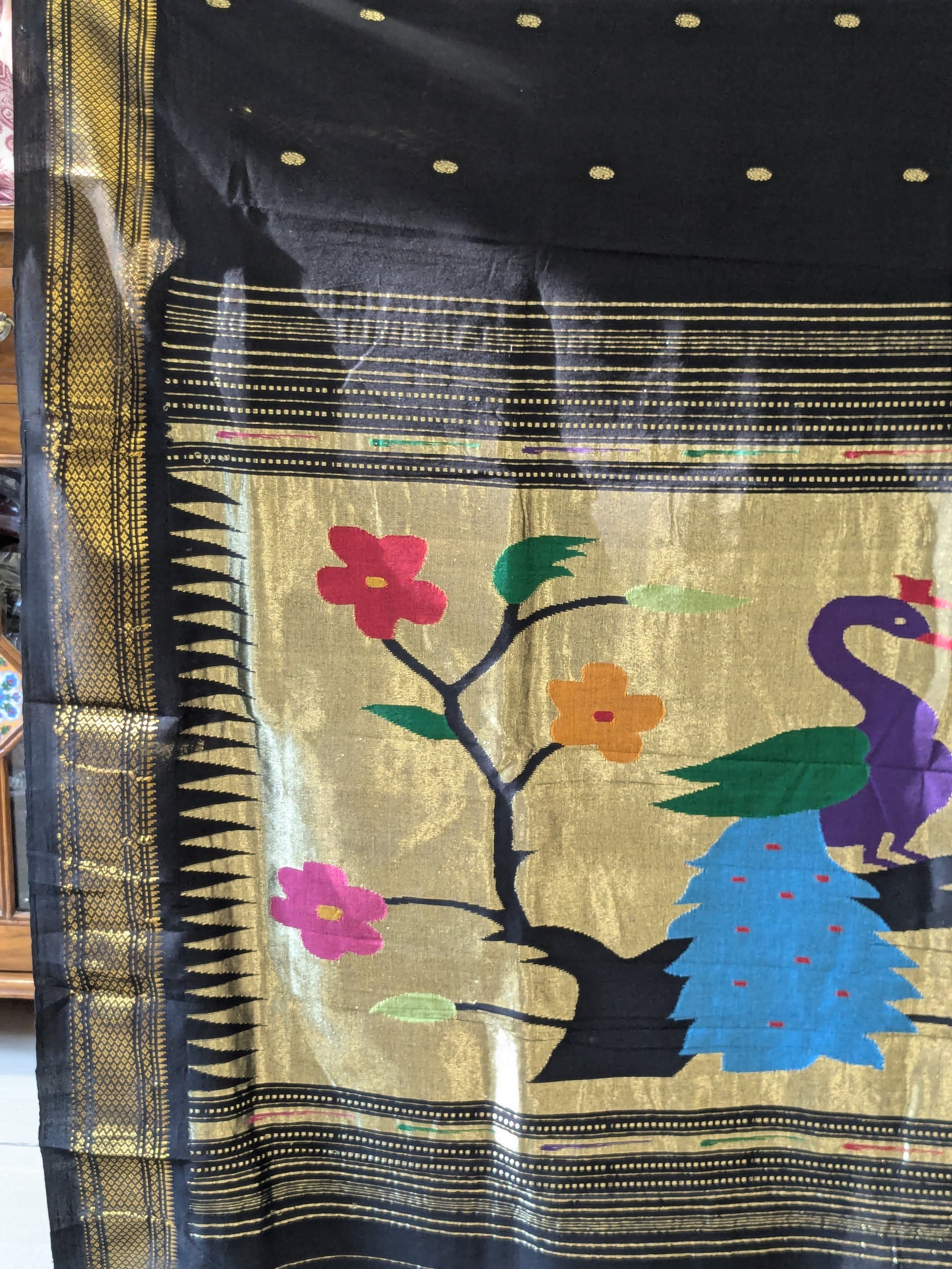 Maharashtrian Black Paithani Traditional Cotton Saree