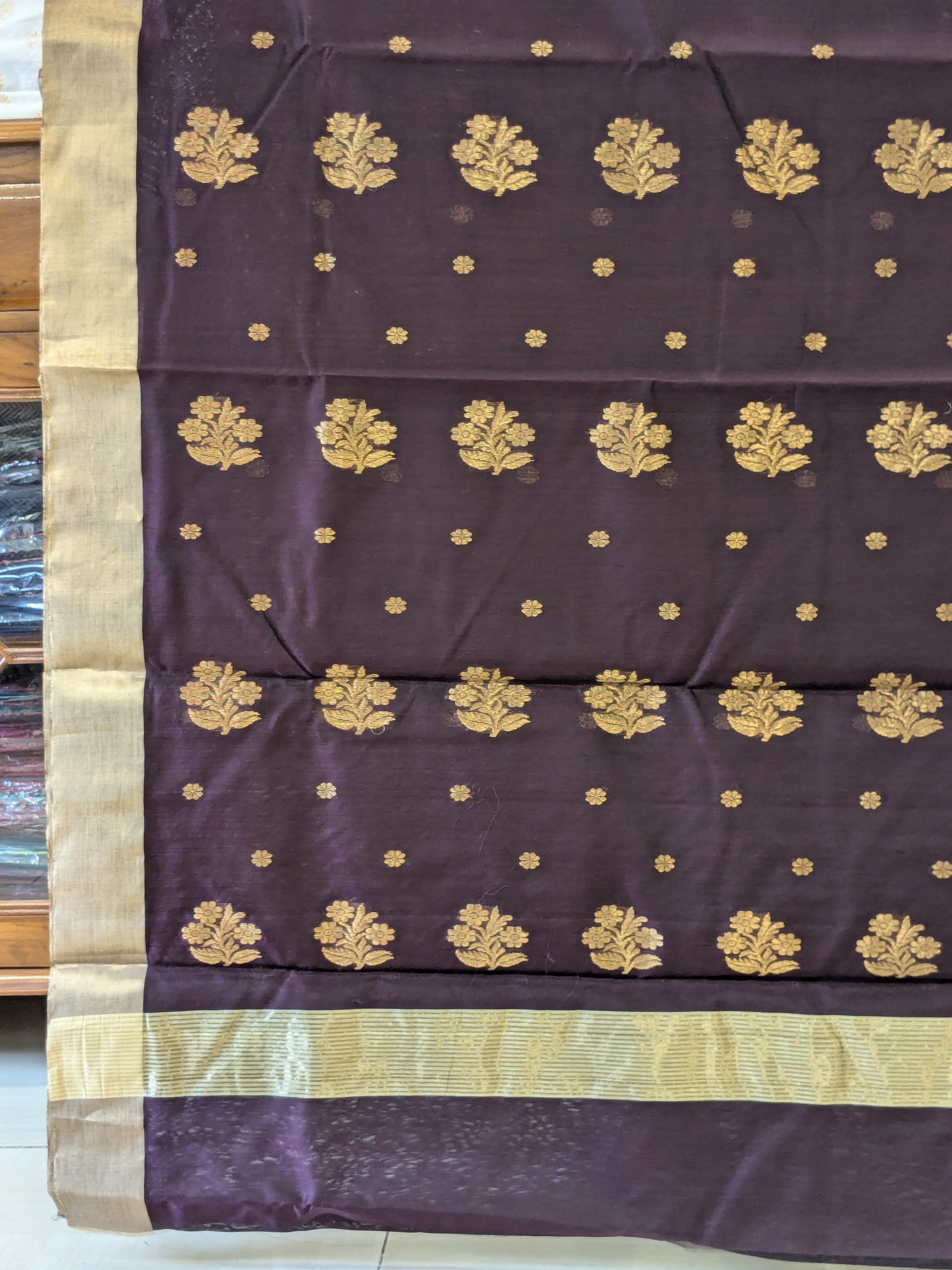 Brown Chanderi Cotton Silk Saree