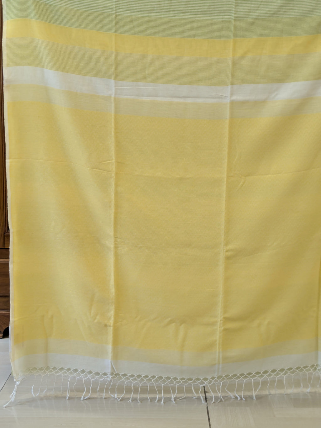 Handloom Yellow Jamdani Saree with Stripes