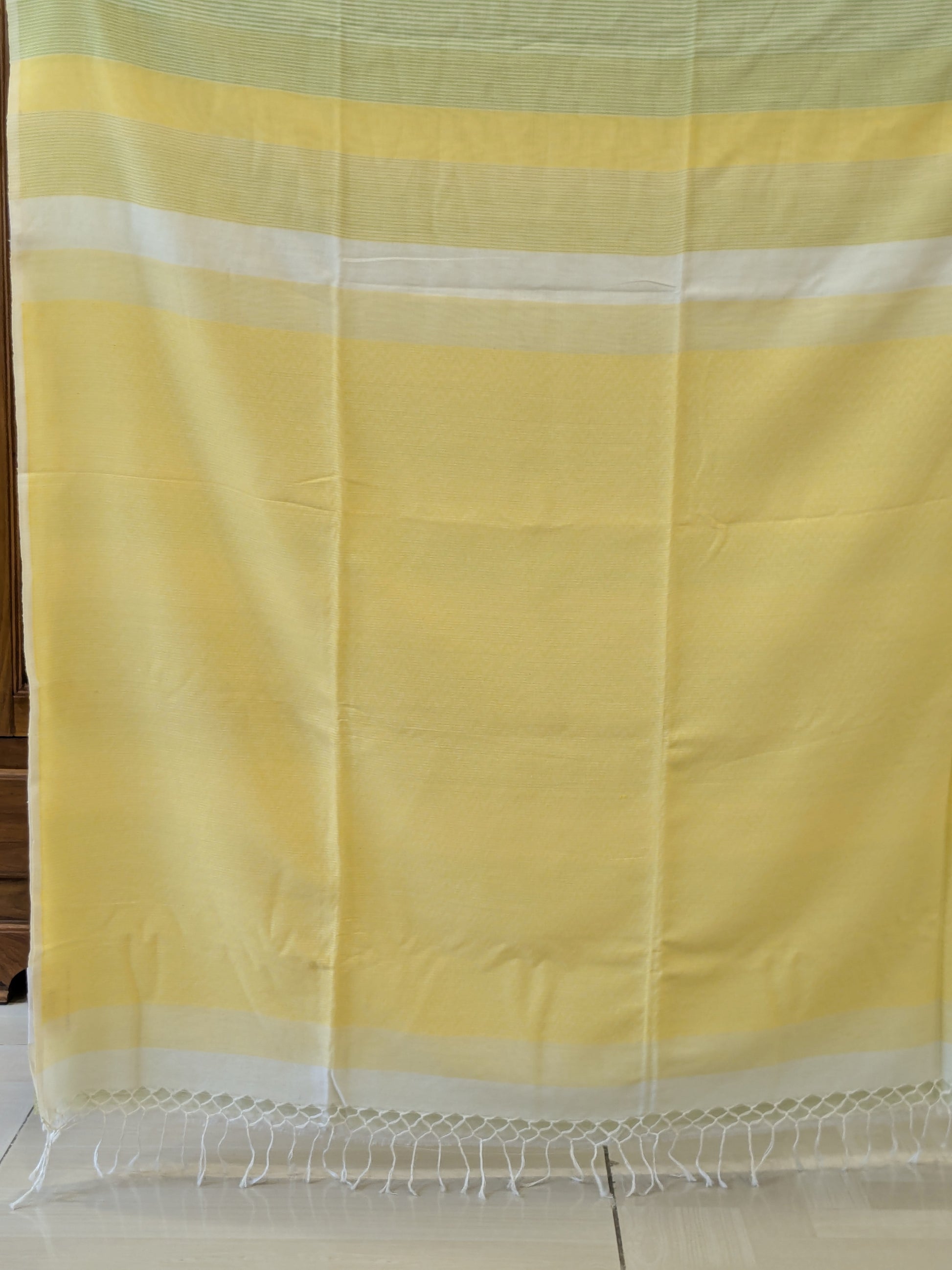 Handloom Yellow Jamdani Saree with Stripes