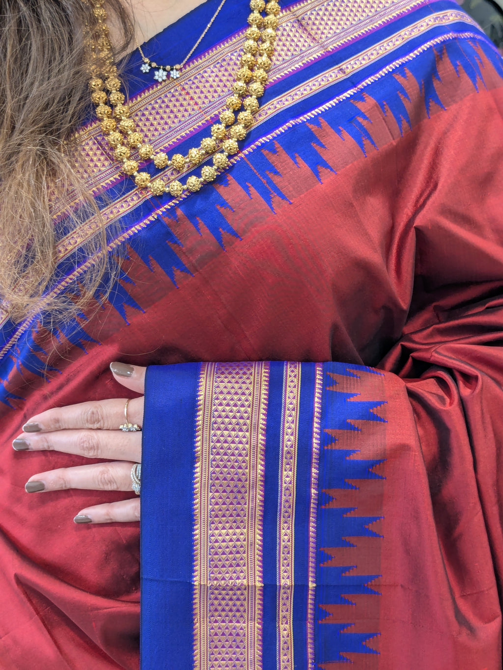 Pure Silk Maroon Ilkal Saree