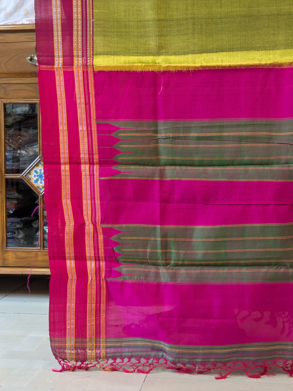 Handloom Mehendi Green Irkal Saree