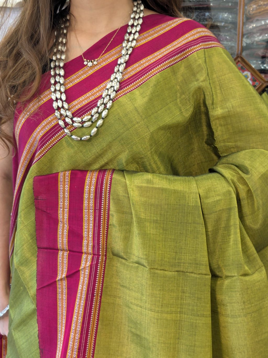Handloom Mehendi Green Irkal Saree