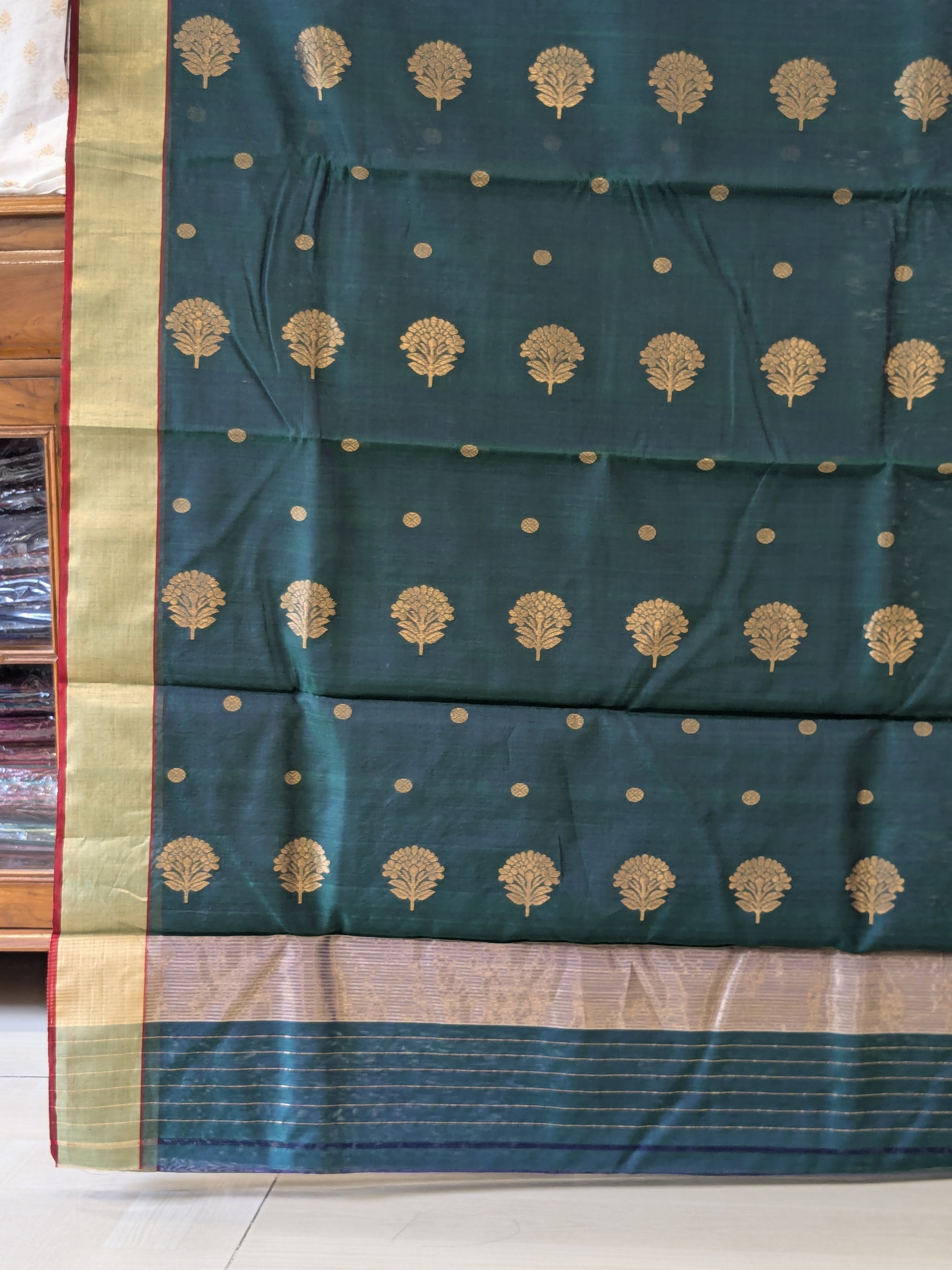 Chanderi Cotton Silk Morpankhi Colour Saree