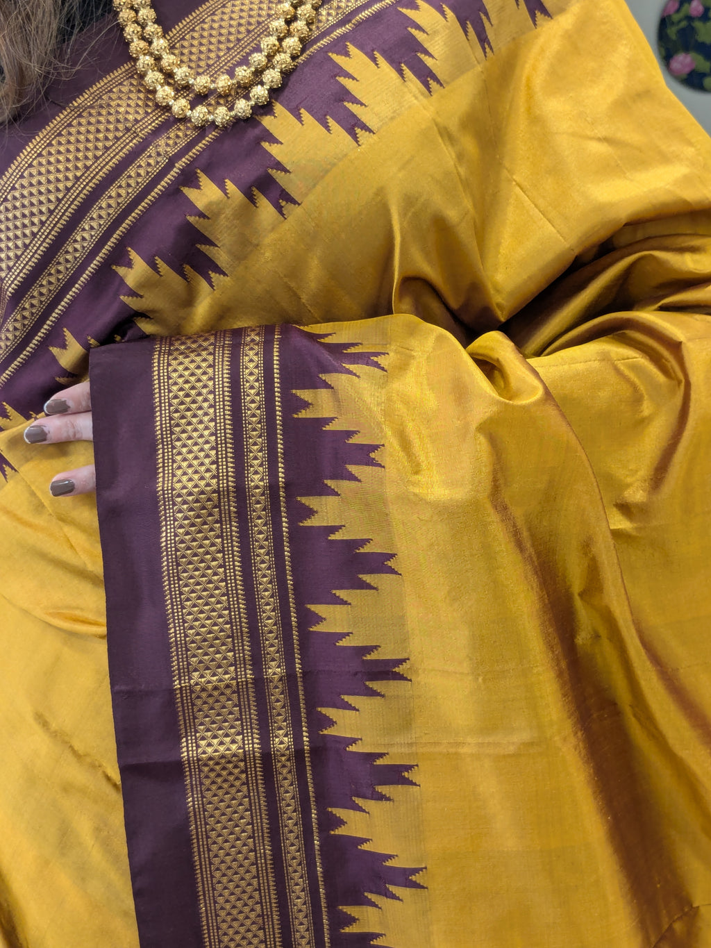 Pure Ilkal Mustard Yellow Silk Saree
