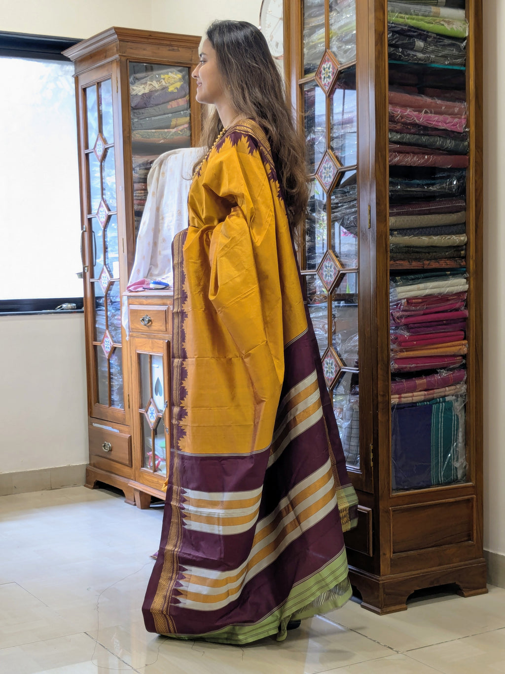 Pure Ilkal Mustard Yellow Silk Saree
