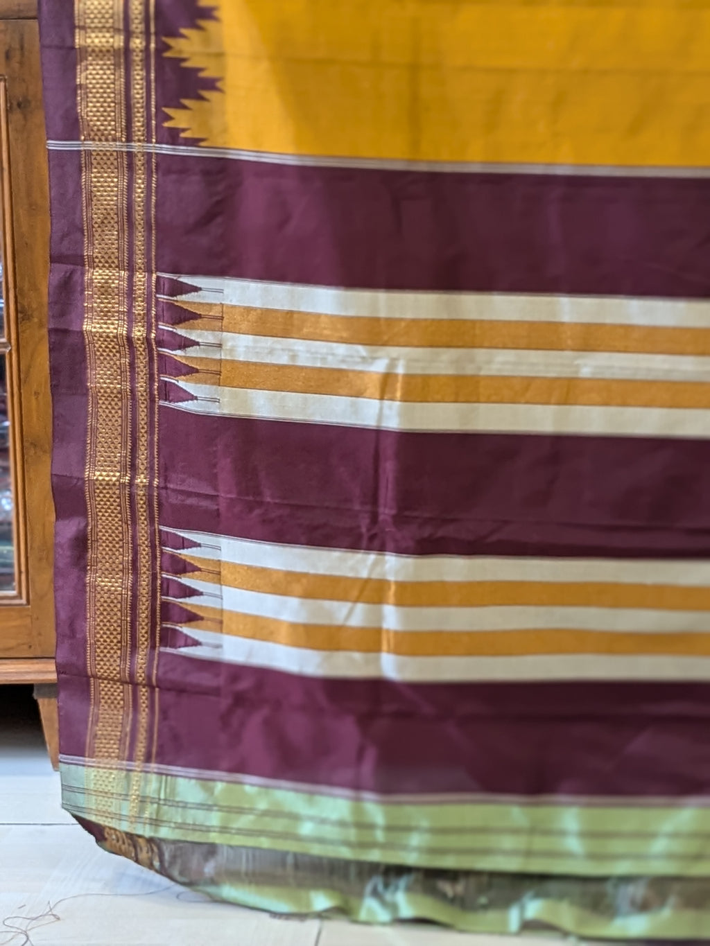 Pure Ilkal Mustard Yellow Silk Saree