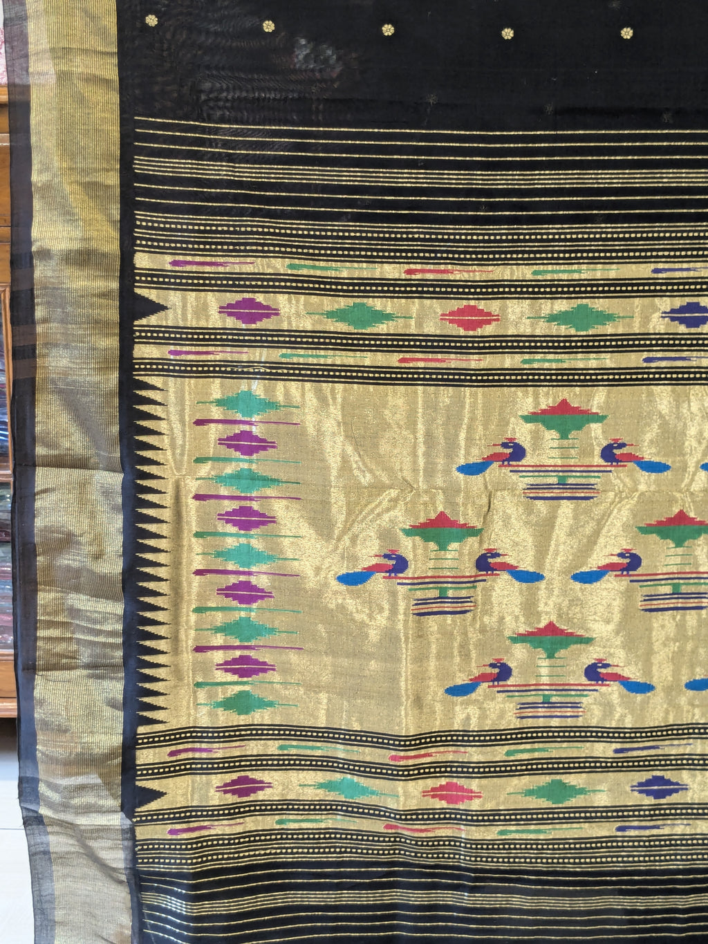 Paithani Handloom Black Cotton Saree