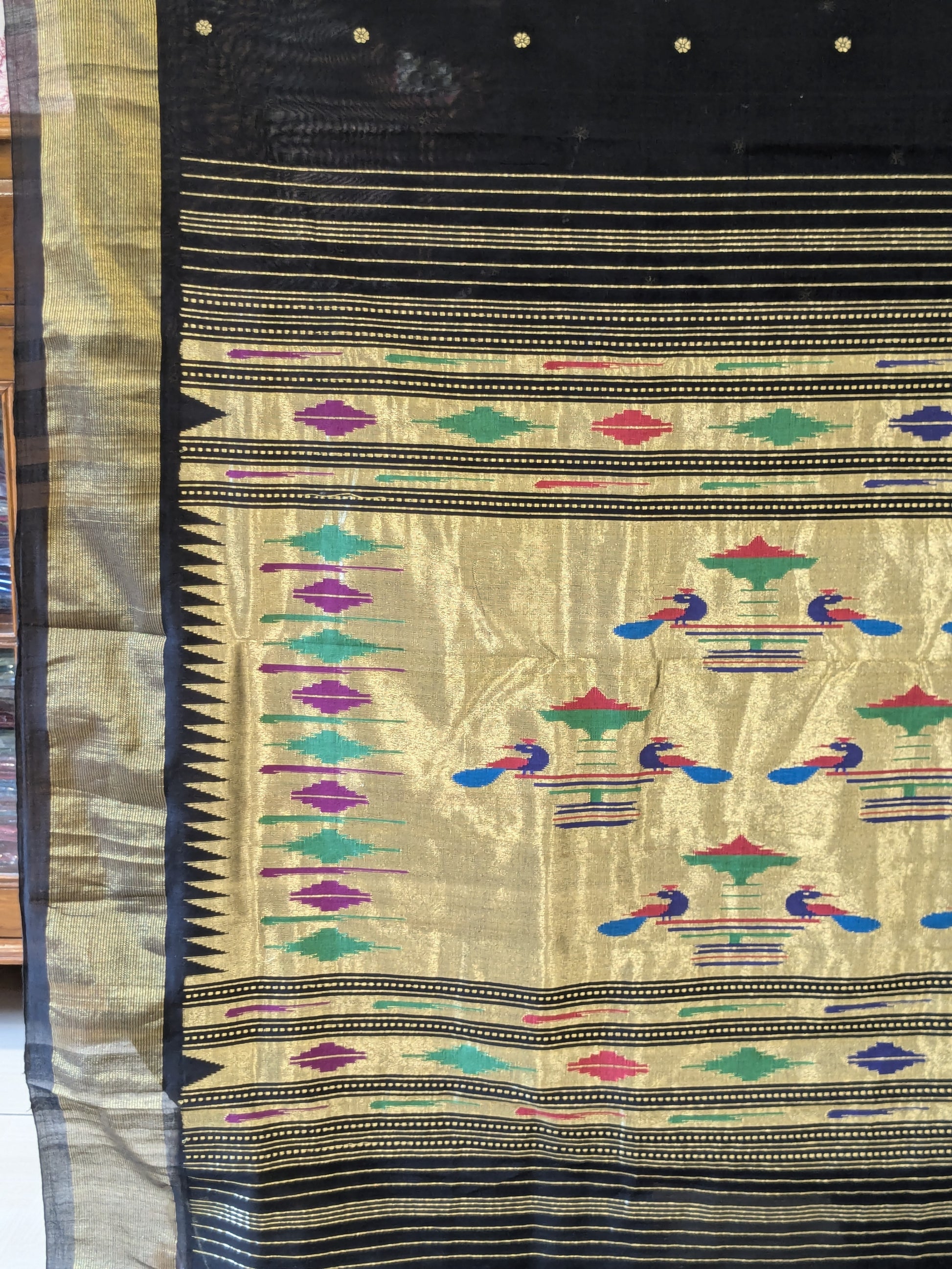 Paithani Handloom Black Cotton Saree