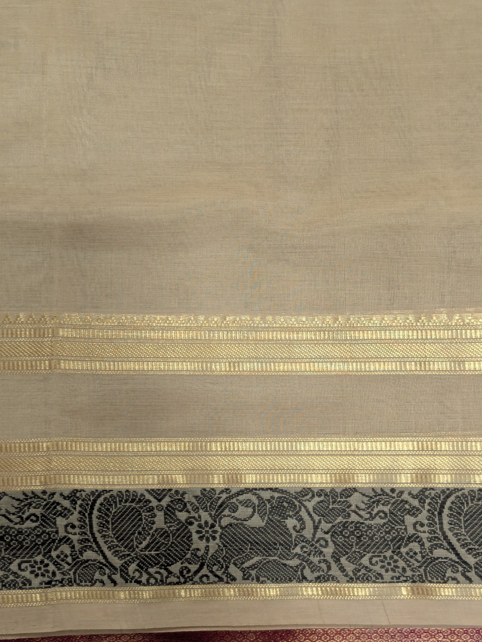Beige Silk Cotton Traditional Kanjivaram Saree