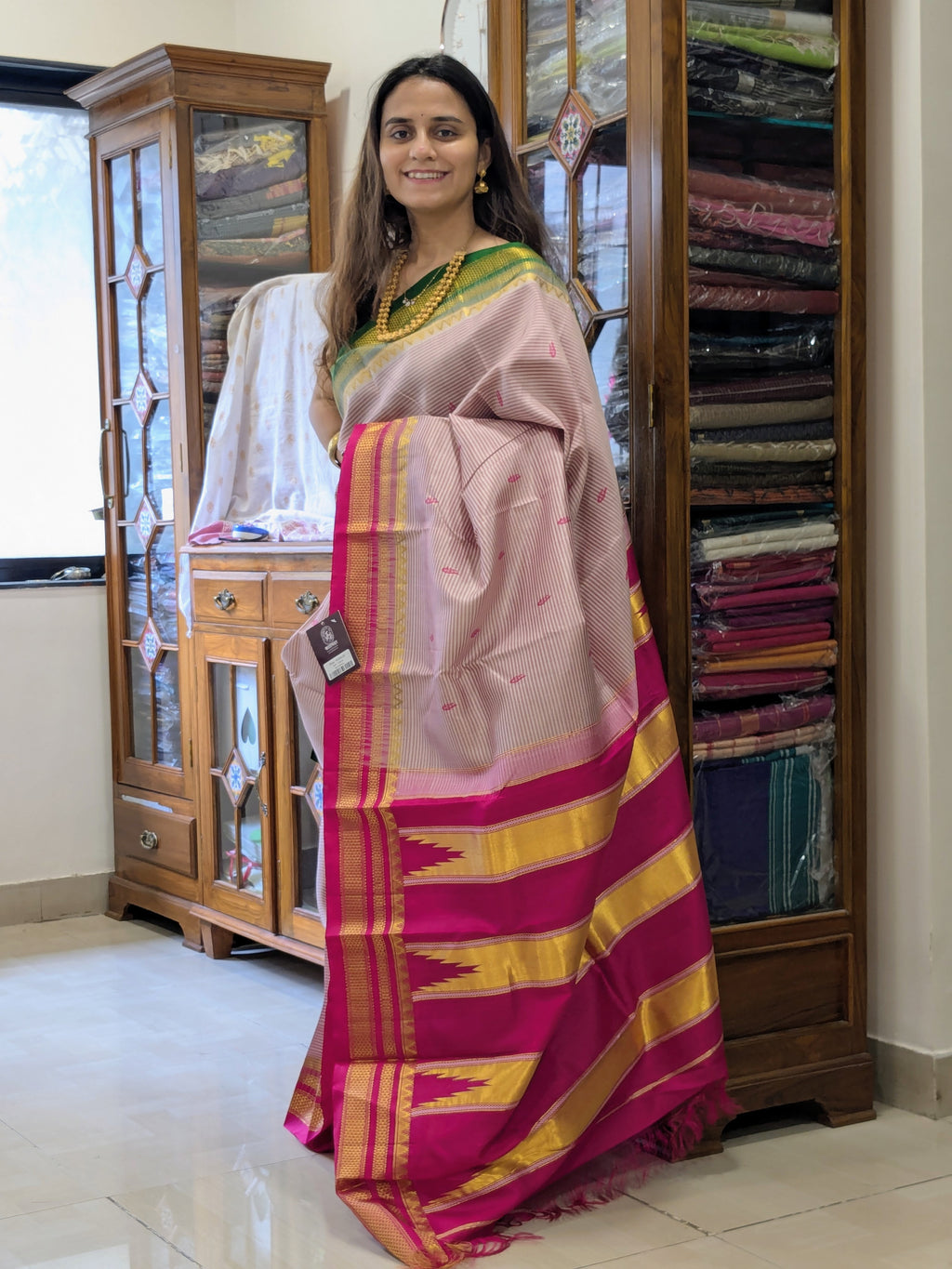 Ilkal Pure Silk Onion Pink Saree