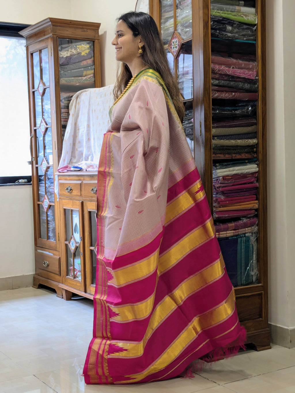 Ilkal Pure Silk Onion Pink Saree