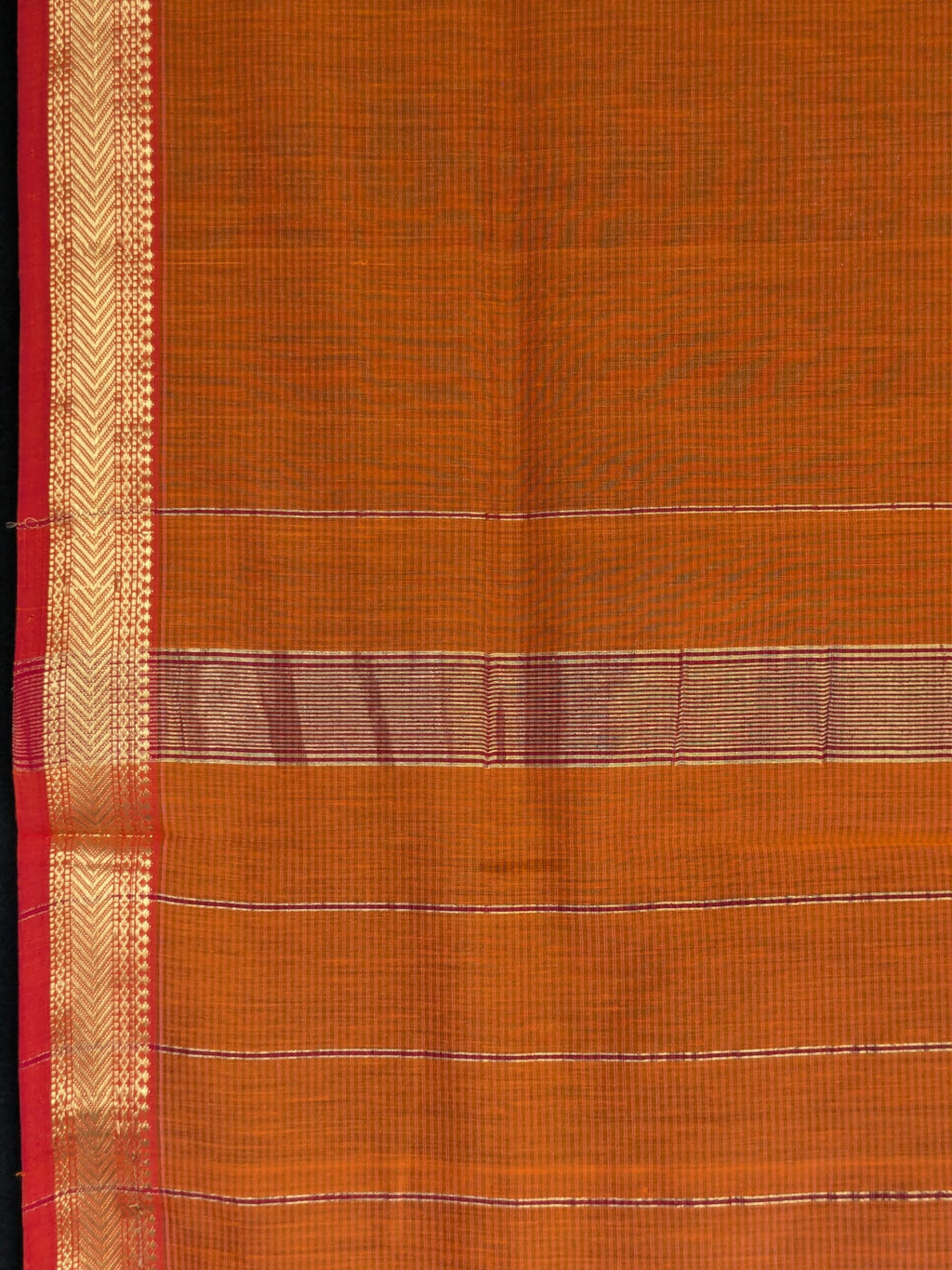 Maheshwari Silk Cotton Orange Handloom Saree