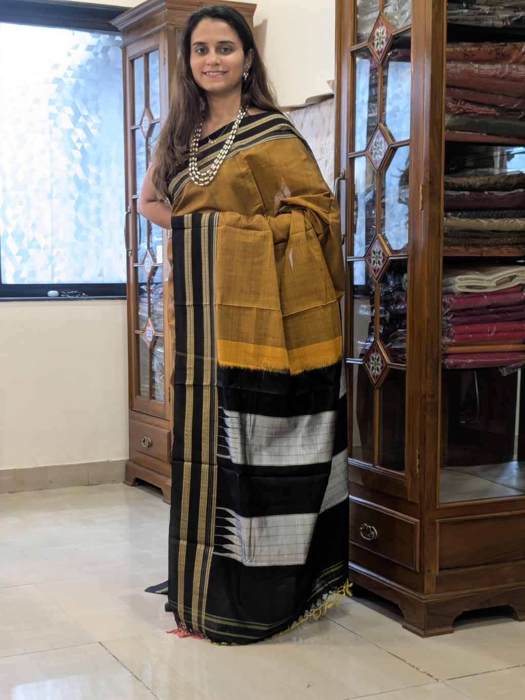 Handloom Rust Orange Ilkal Saree