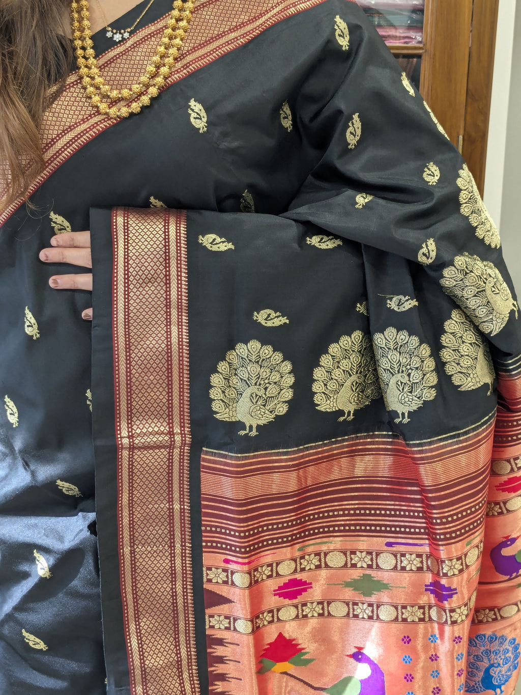Black Handloom Original Yeola Paithani Saree