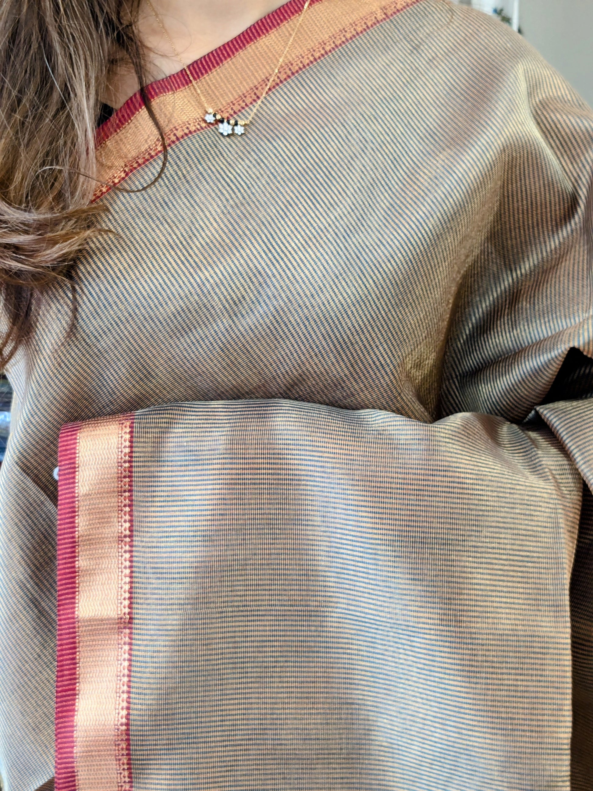 Green Maheshwari Handloom Tissue Silk Saree