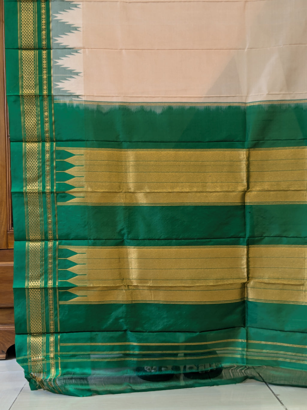 Pure Ilkal Peach Colour Silk Saree