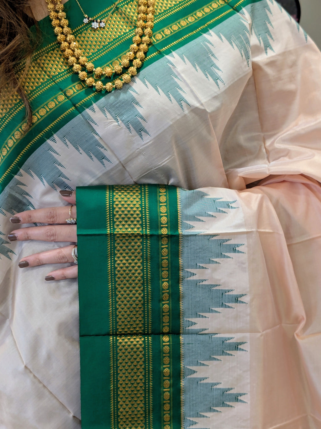 Pure Ilkal Peach Colour Silk Saree