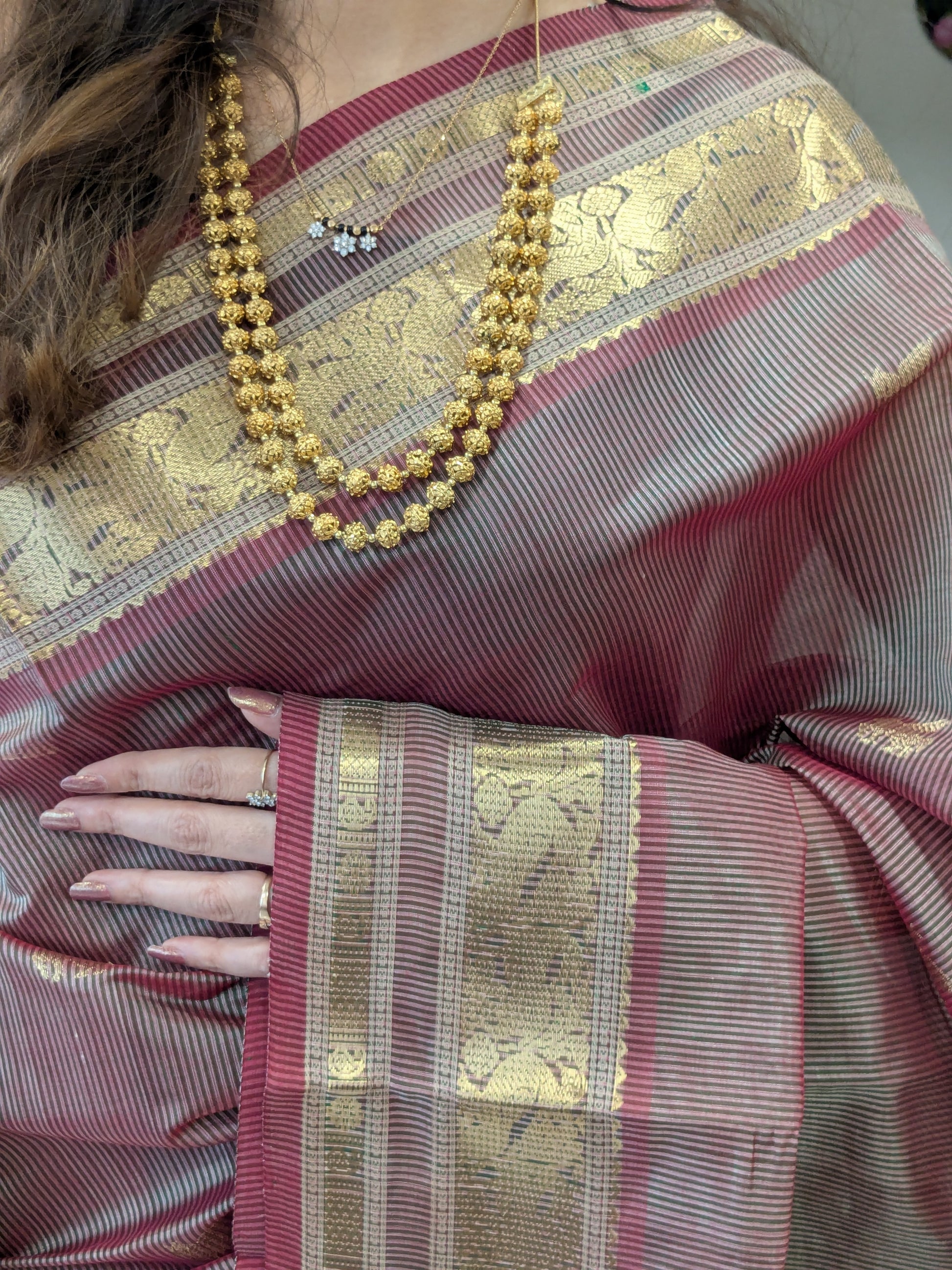 peach saree
