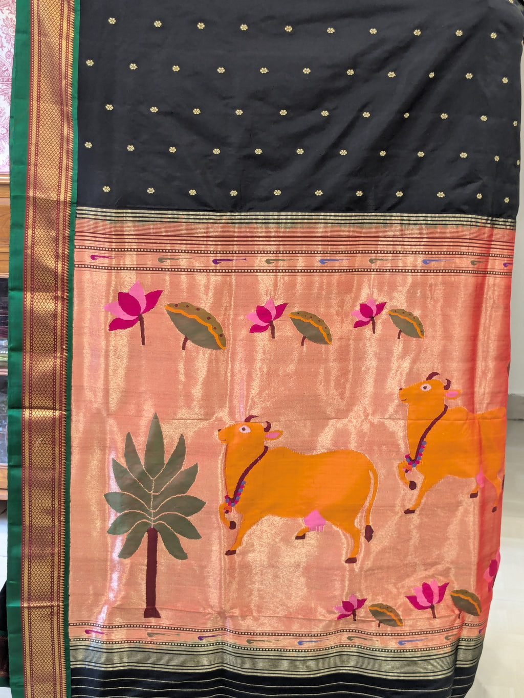 Black Paithani Pichwai Silk Saree