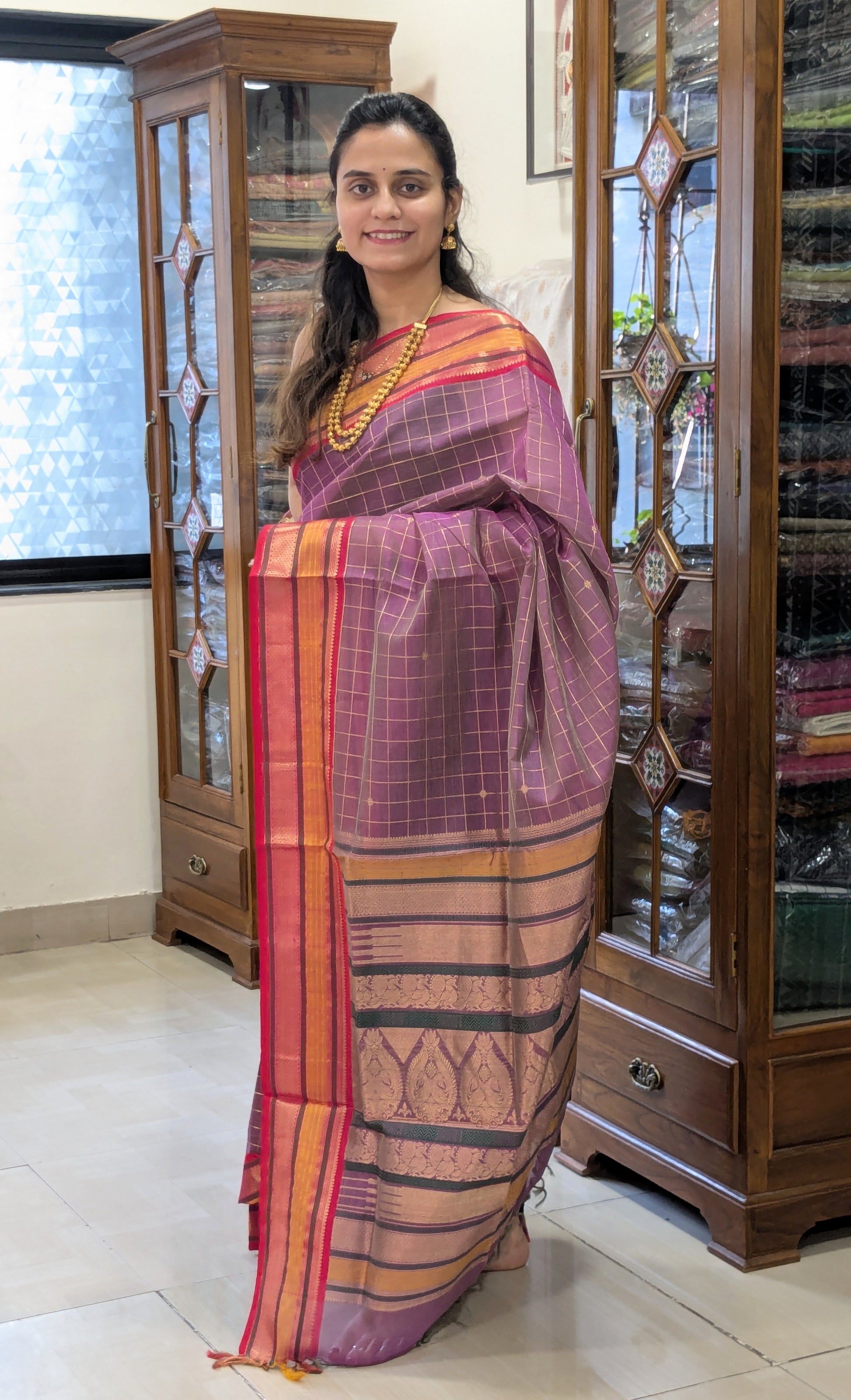 pink kanjeevaram saree
