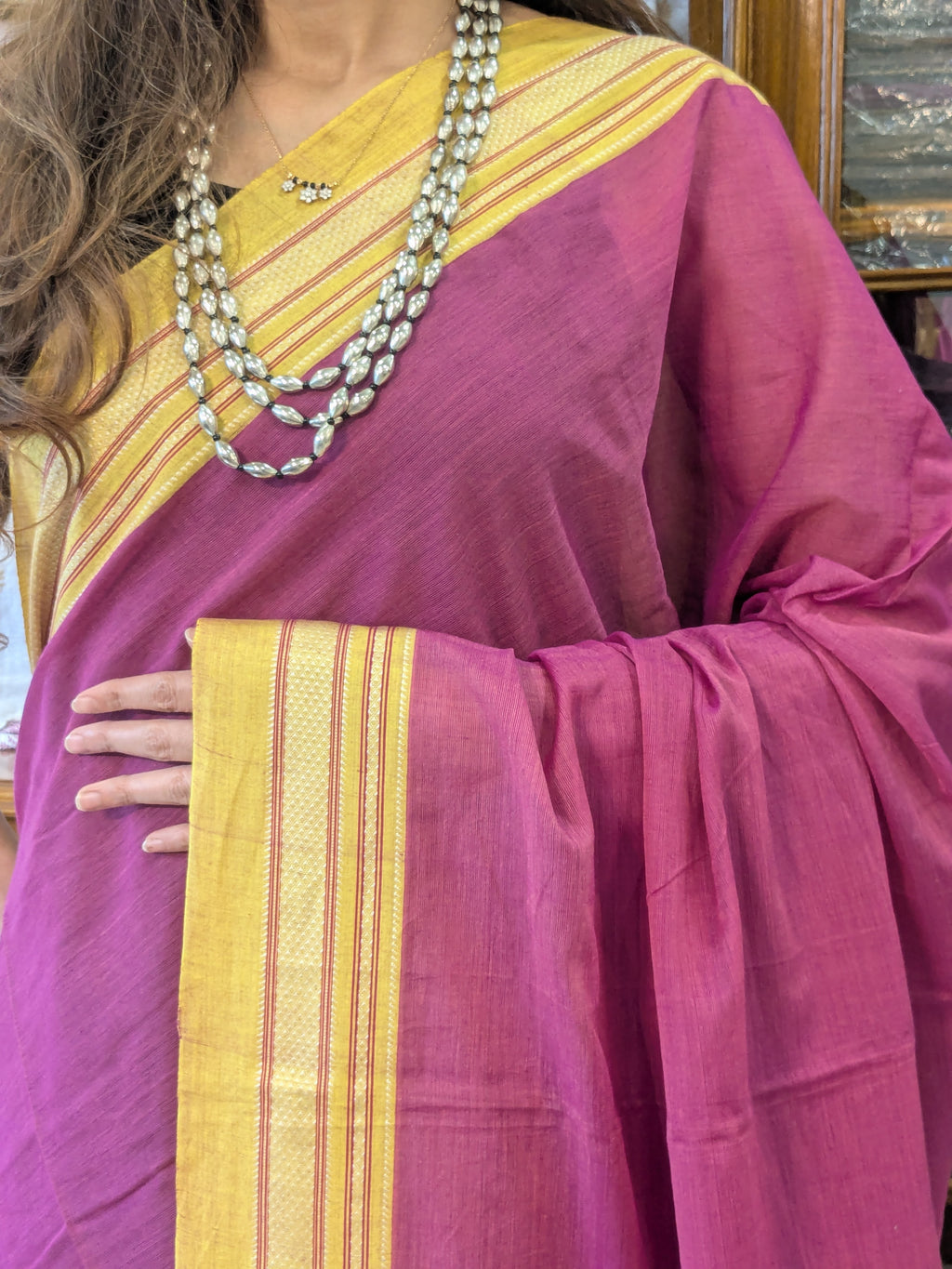 Handloom Cotton Pink Ilkal Saree
