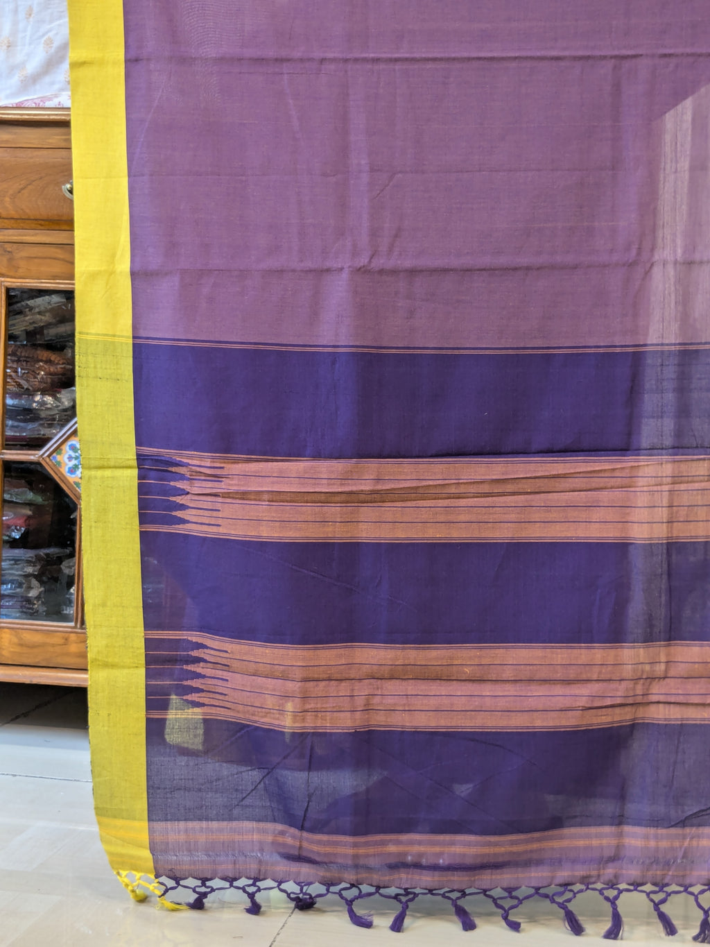 Handloom Ilkal Purple Cotton Saree