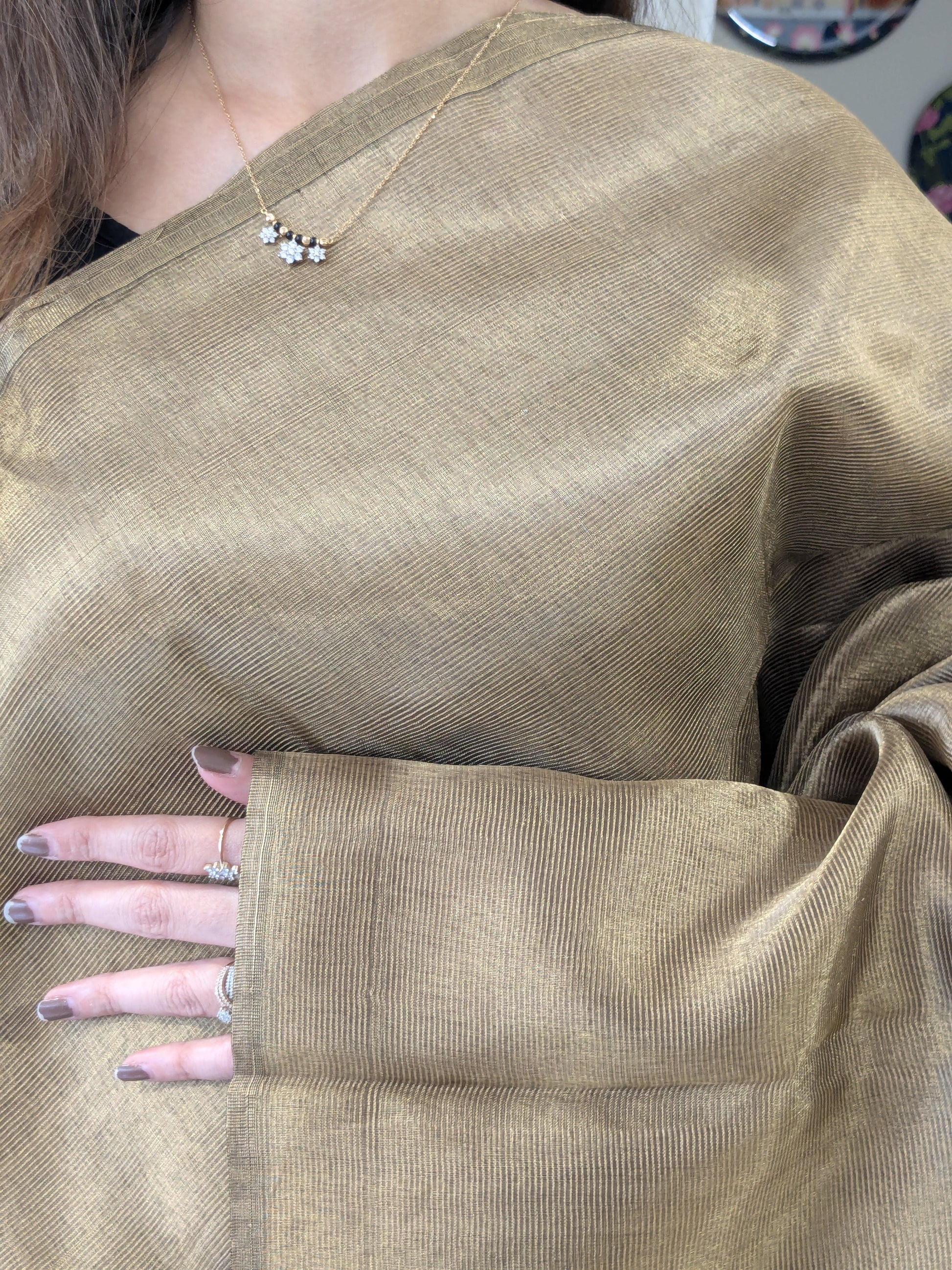 Golden Maheshwari Tissue Saree