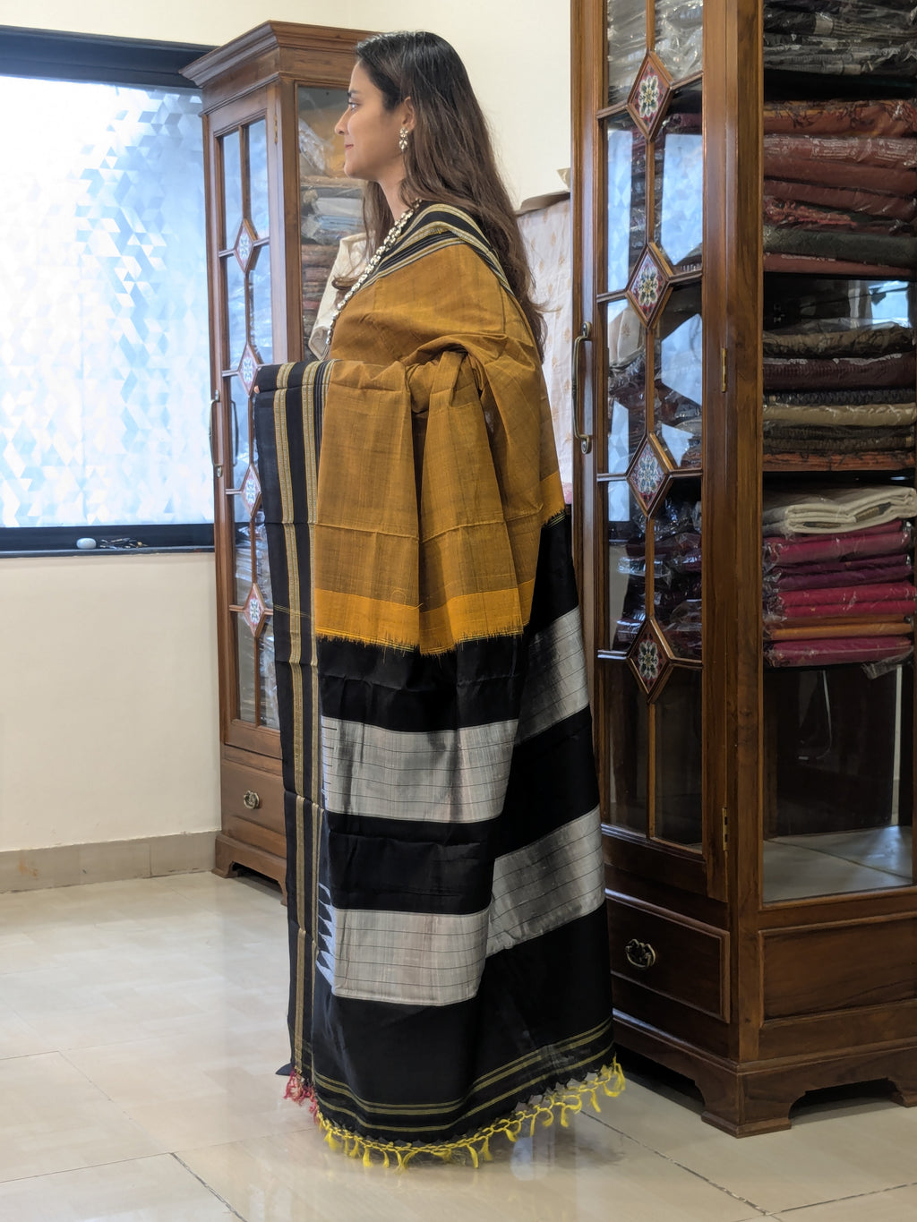 Handloom Rust Orange Ilkal Saree