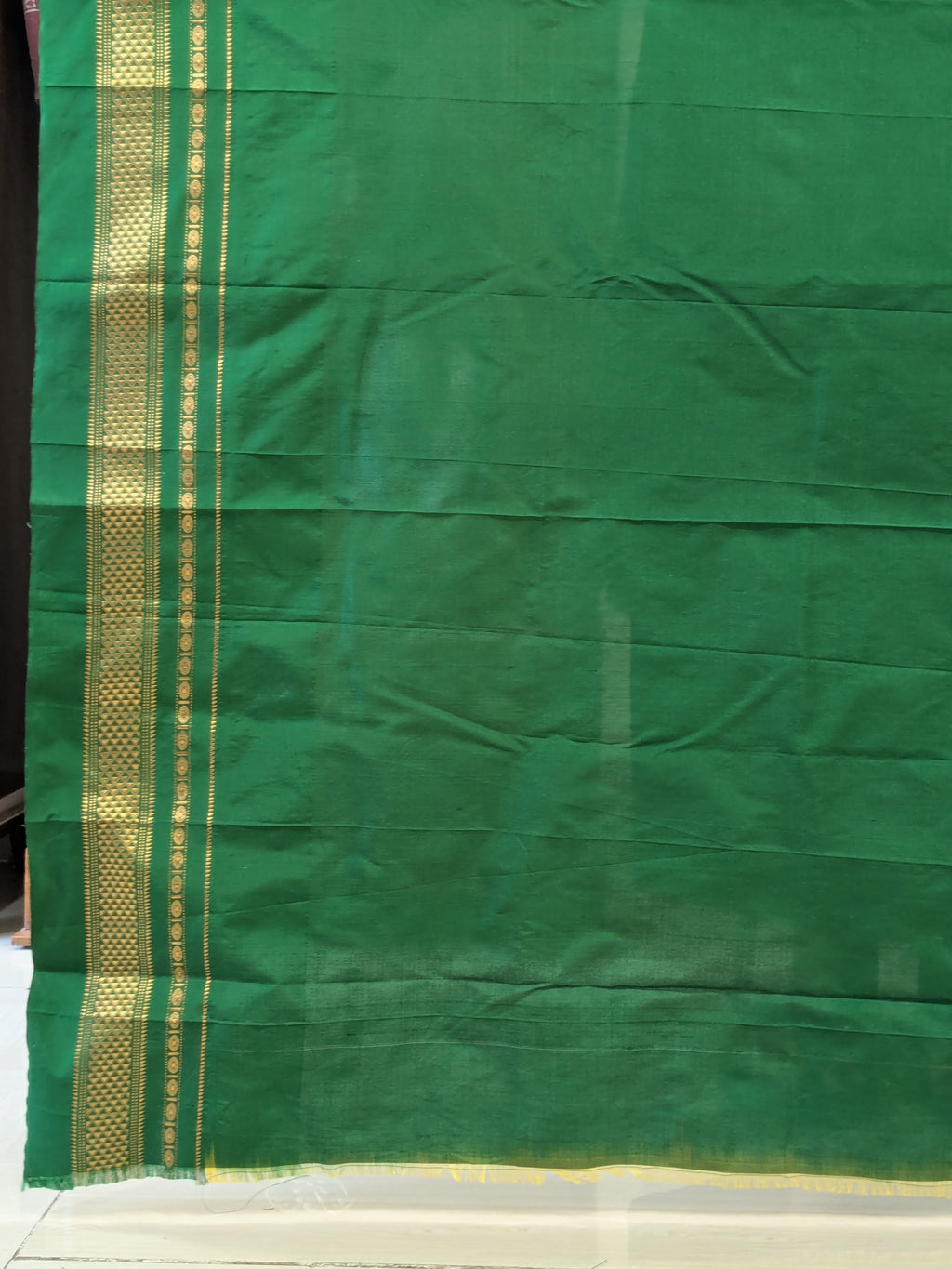 Pure Ilkal Yellow and Green Silk Saree