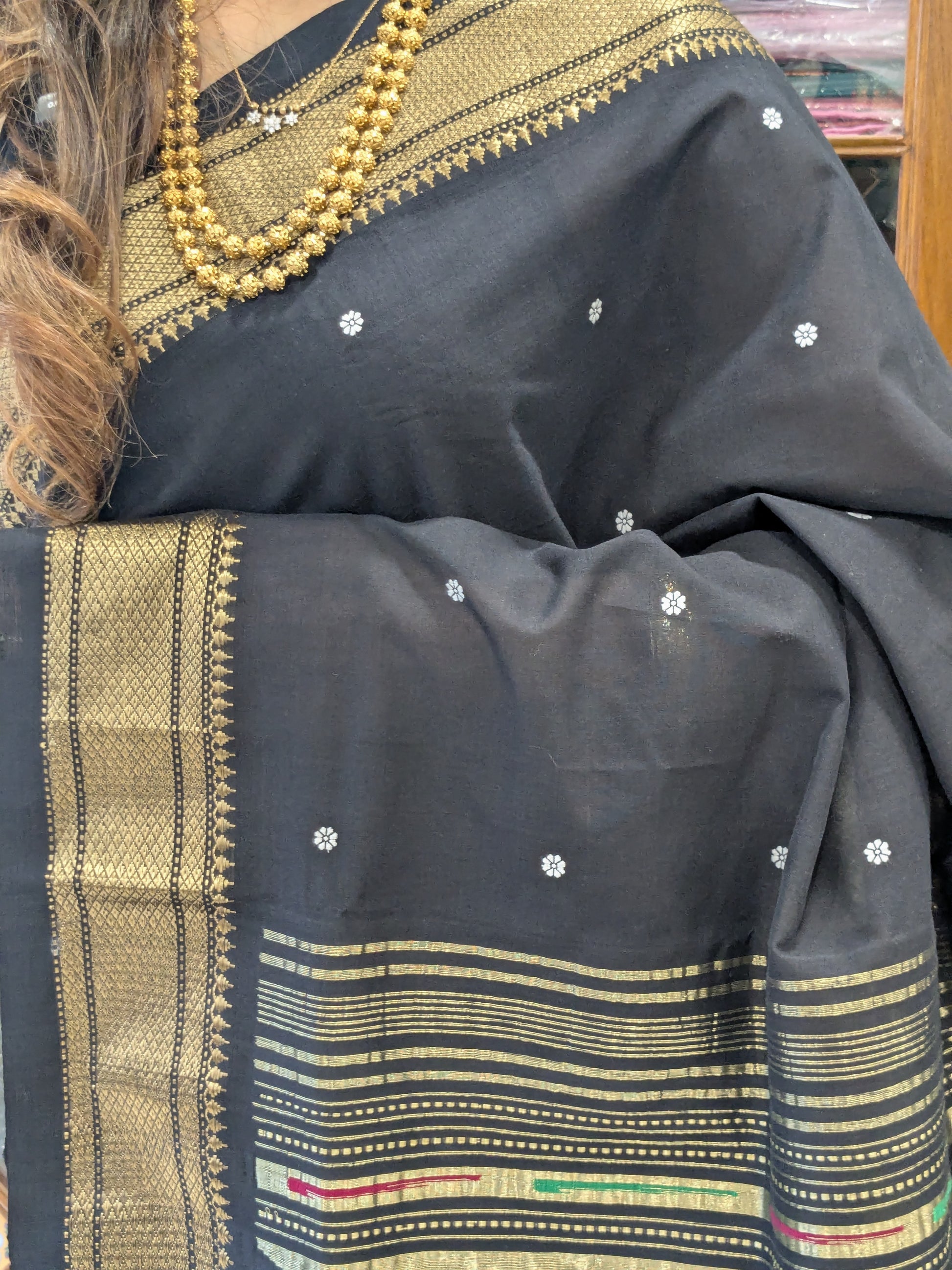 Black Pure Cotton Handloom Paithani Saree