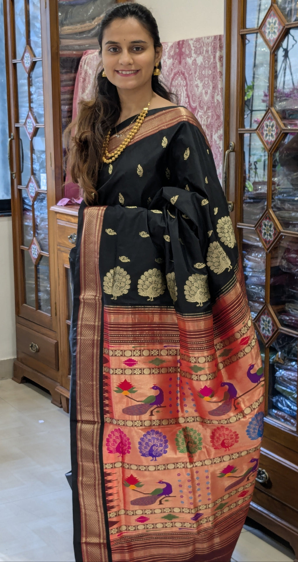 Black Handloom Original Yeola Paithani Saree
