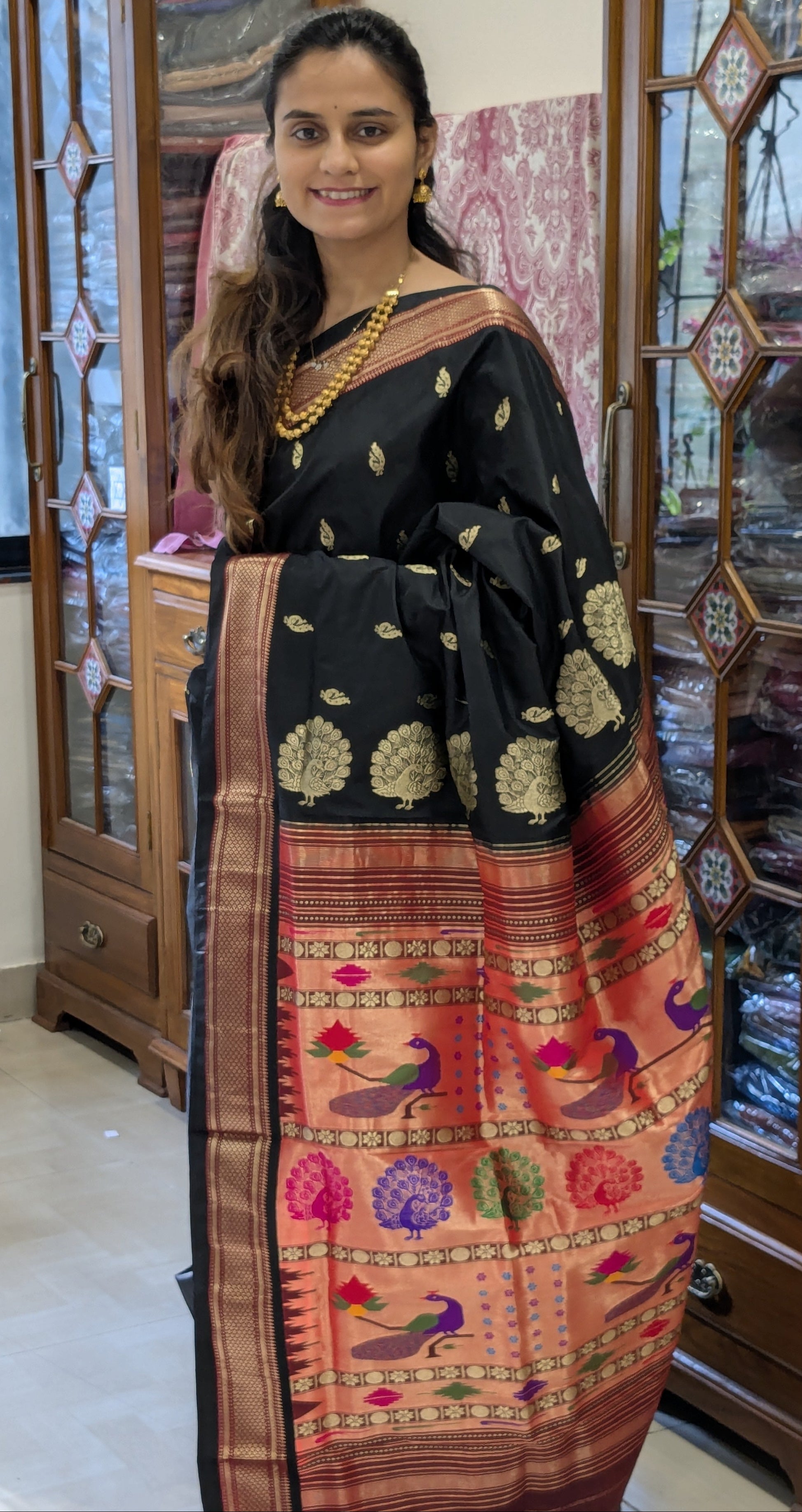 Black Handloom Original Yeola Paithani Saree
