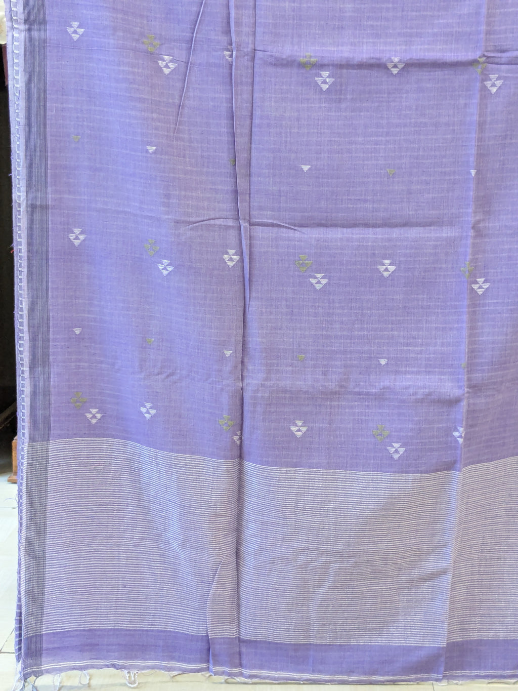 Handloom Purple Jamdani Saree with White Butti