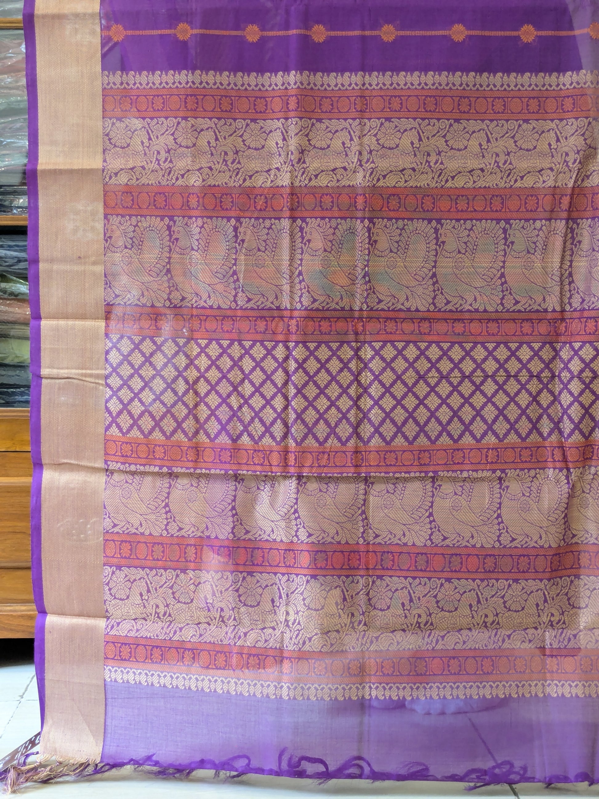 Cotton Purple Kanjivaram Saree