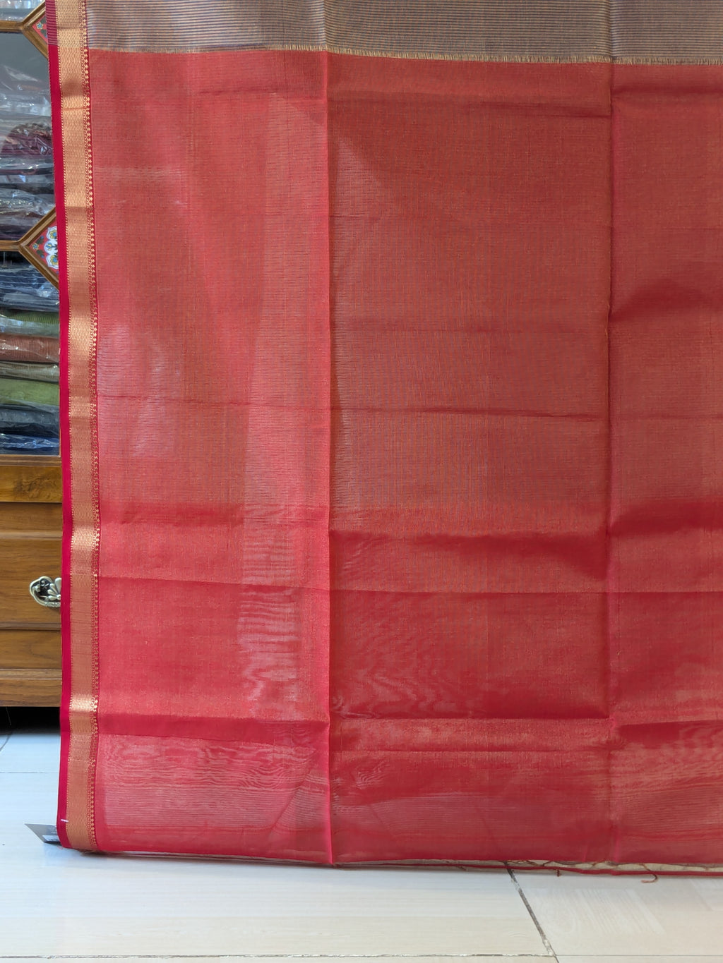 Purple Maheshwari Handloom Tissue Silk Saree