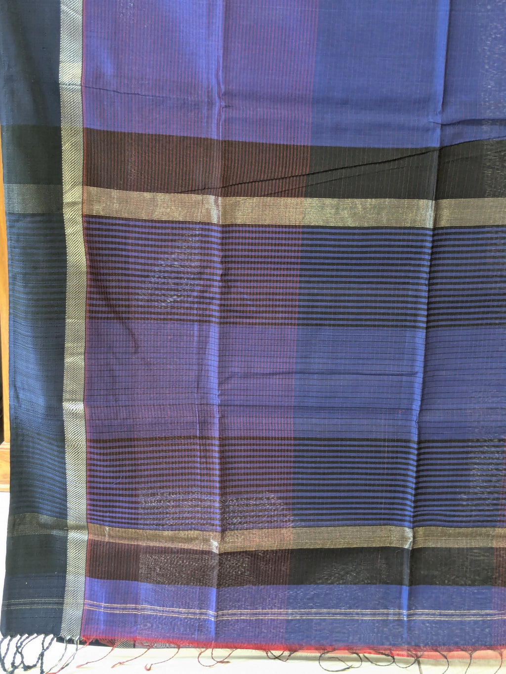 Maheshwari Purple Saree with Black Resham Border