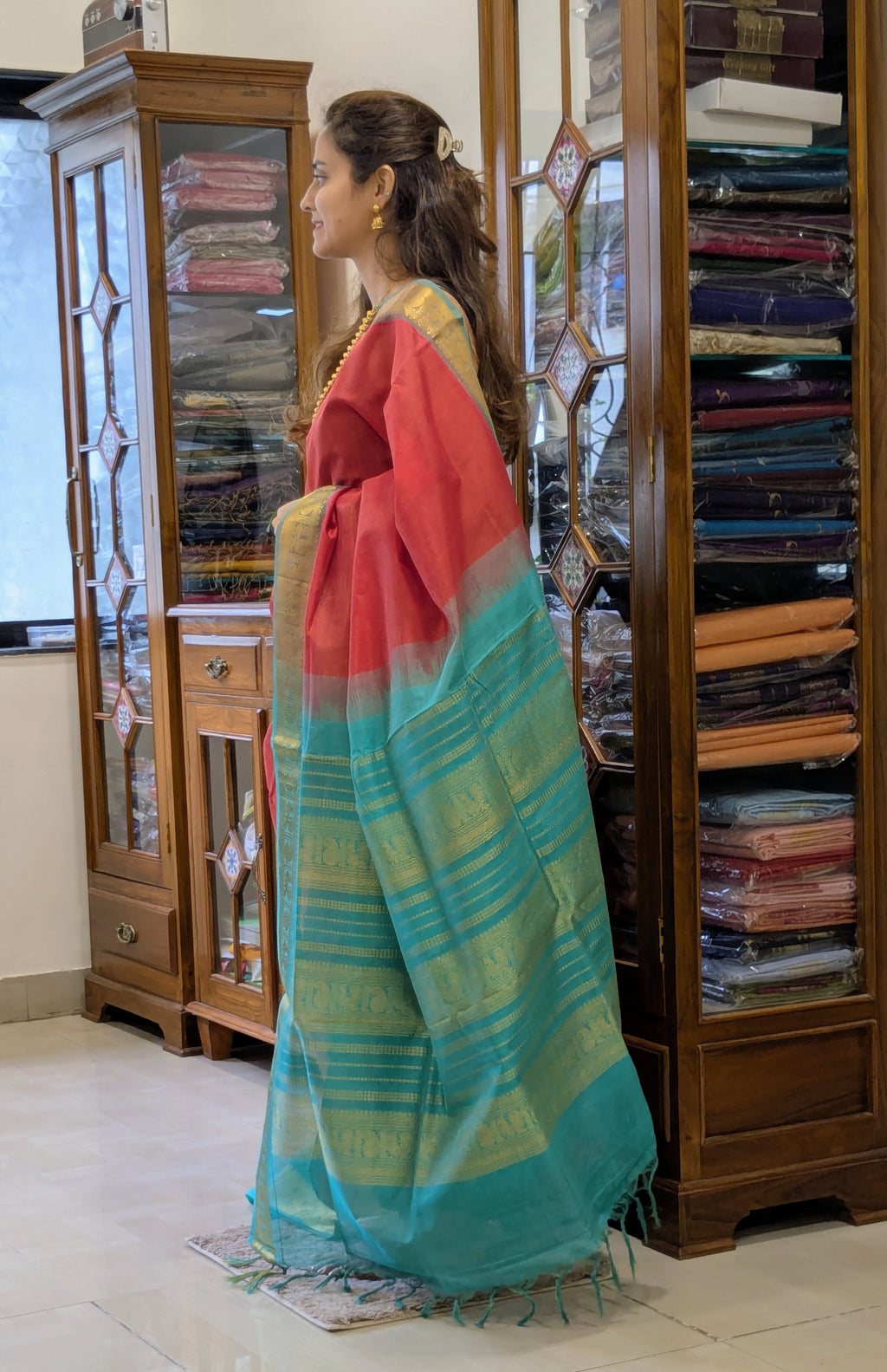 Silk Cotton Red Kanjivaram Saree