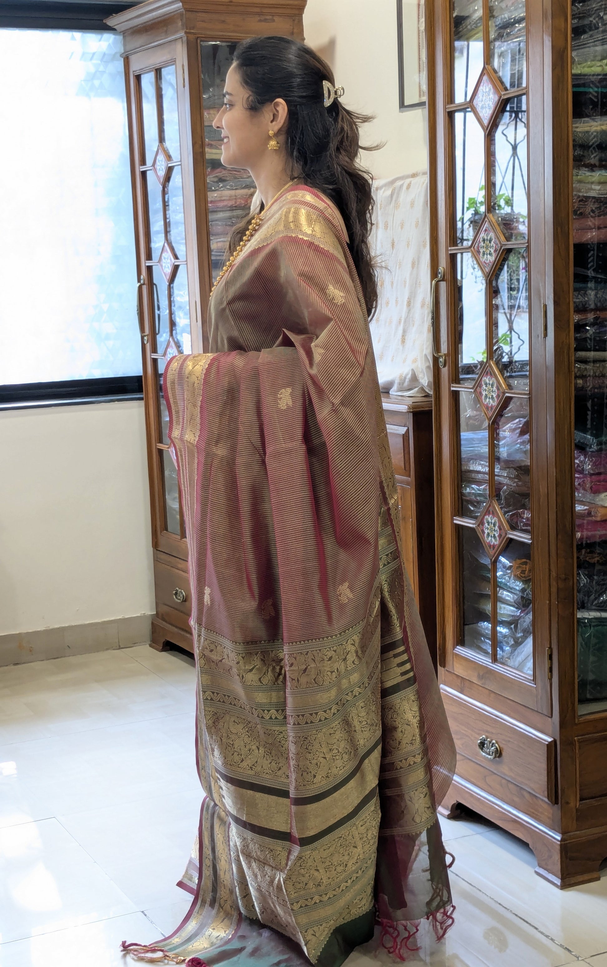 red kanjeevaram saree
