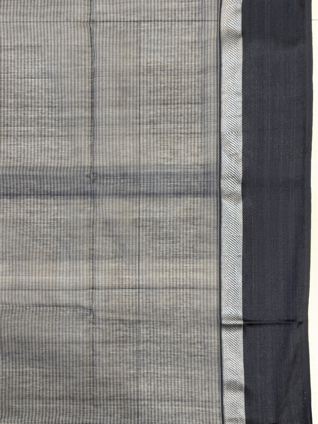 Maheshwari Biege Saree with Black Resham Border