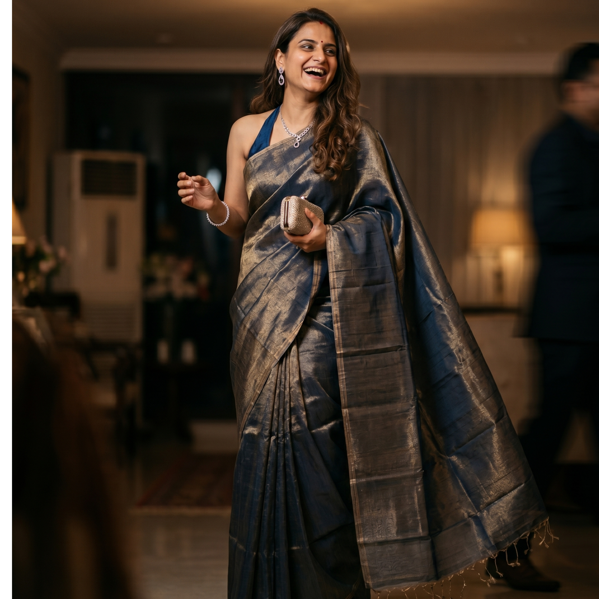 Maheshwari Tissue Cotton Plain Morpankhi Saree